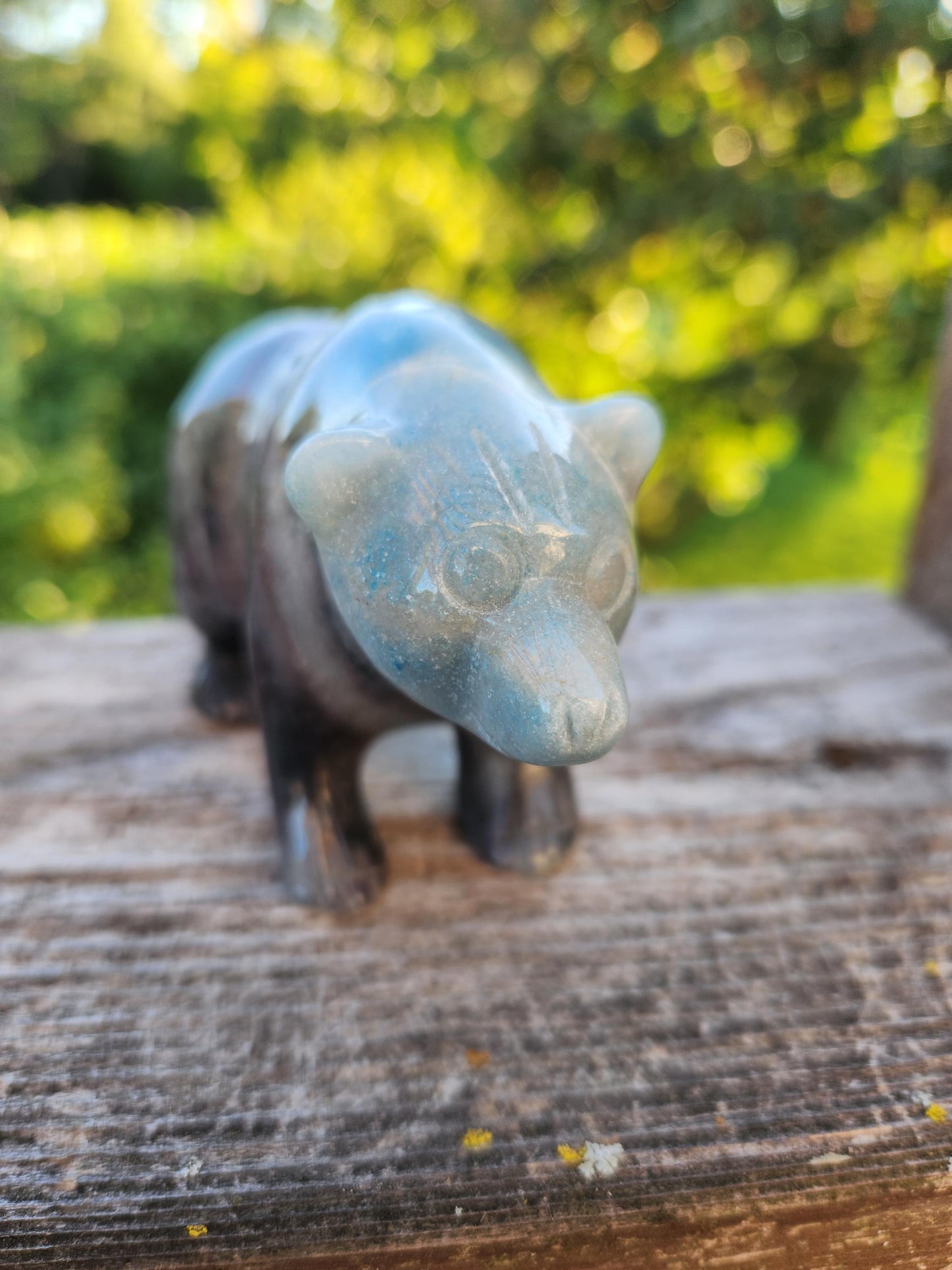 Trolleite Grizzly Bear Crystal Carving: High Polish Stone Animal