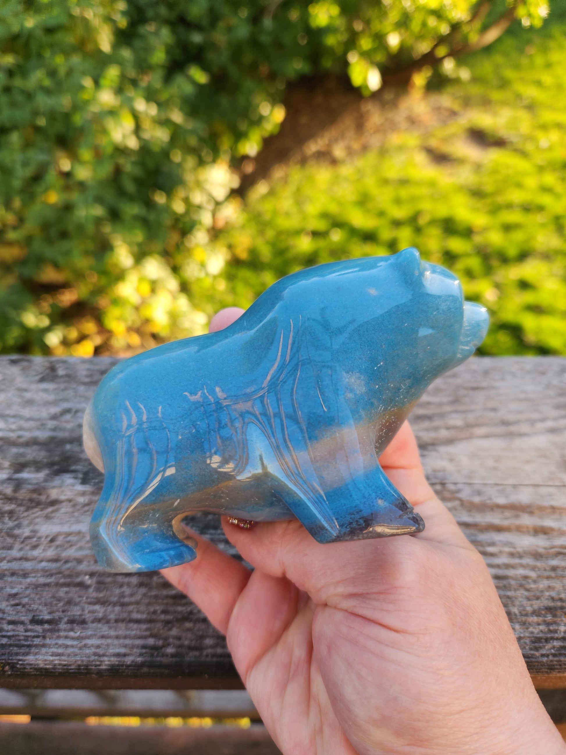 Trolleite Grizzly Bear Crystal Carving, High Polish Figurine