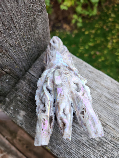 Angel Aura Sphalerite Carved Crystal Dragon Head, DND