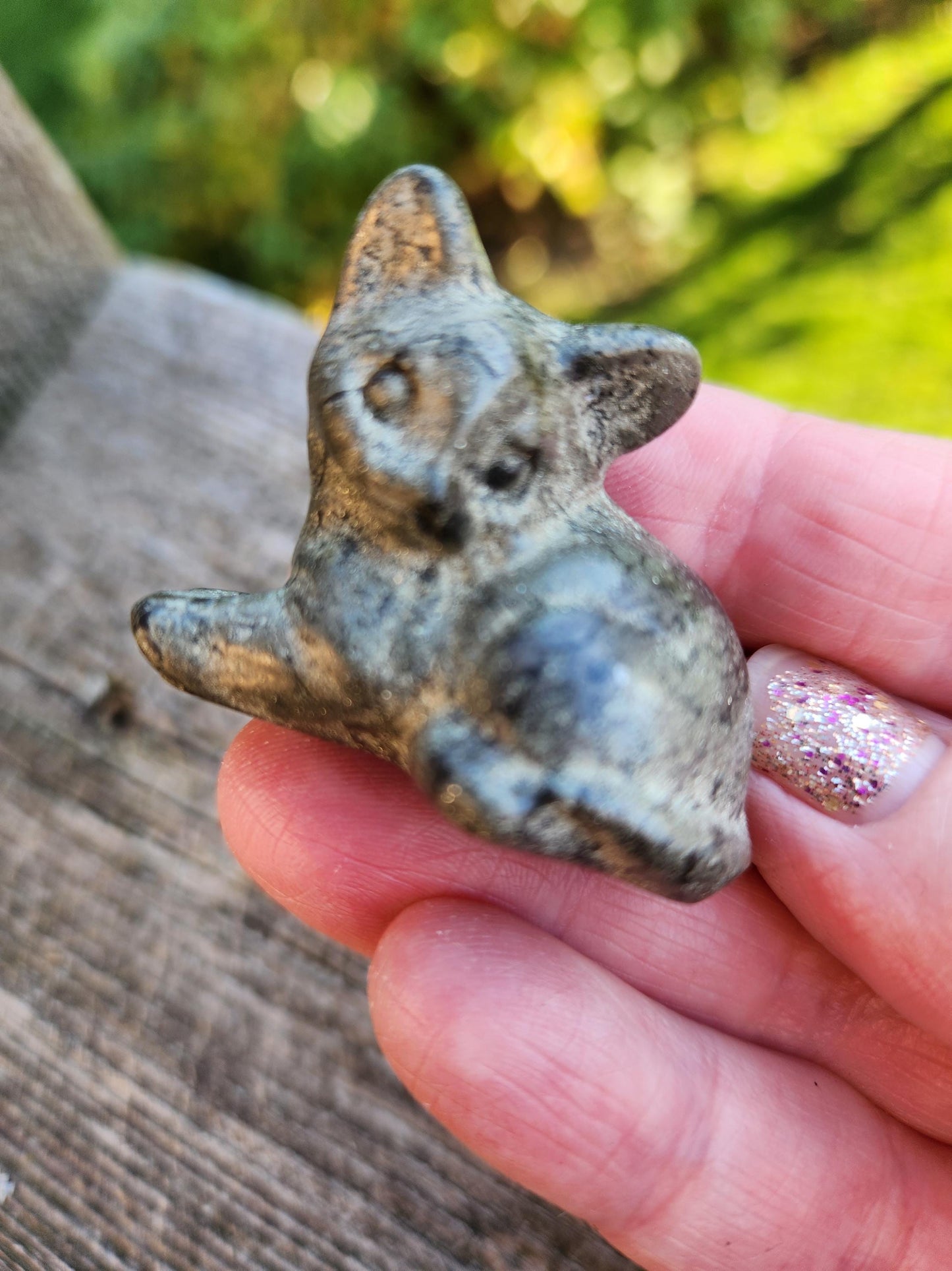 Small Pyrite Sitting Cat Carving Natural Stone Crystal