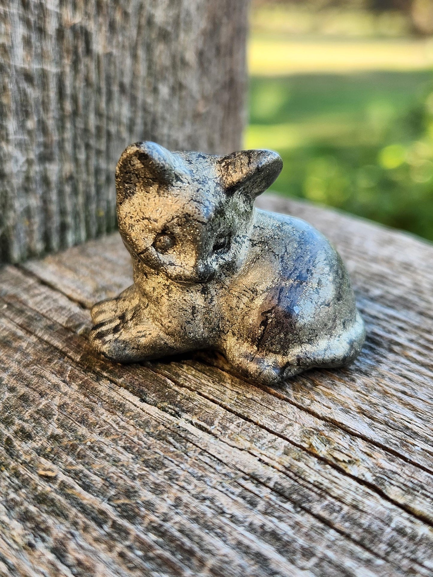 Small Pyrite Sitting Cat Carving Natural Stone Crystal