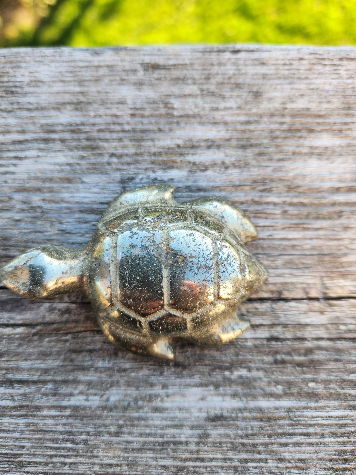 Pyrite Turtle Crystal Carving