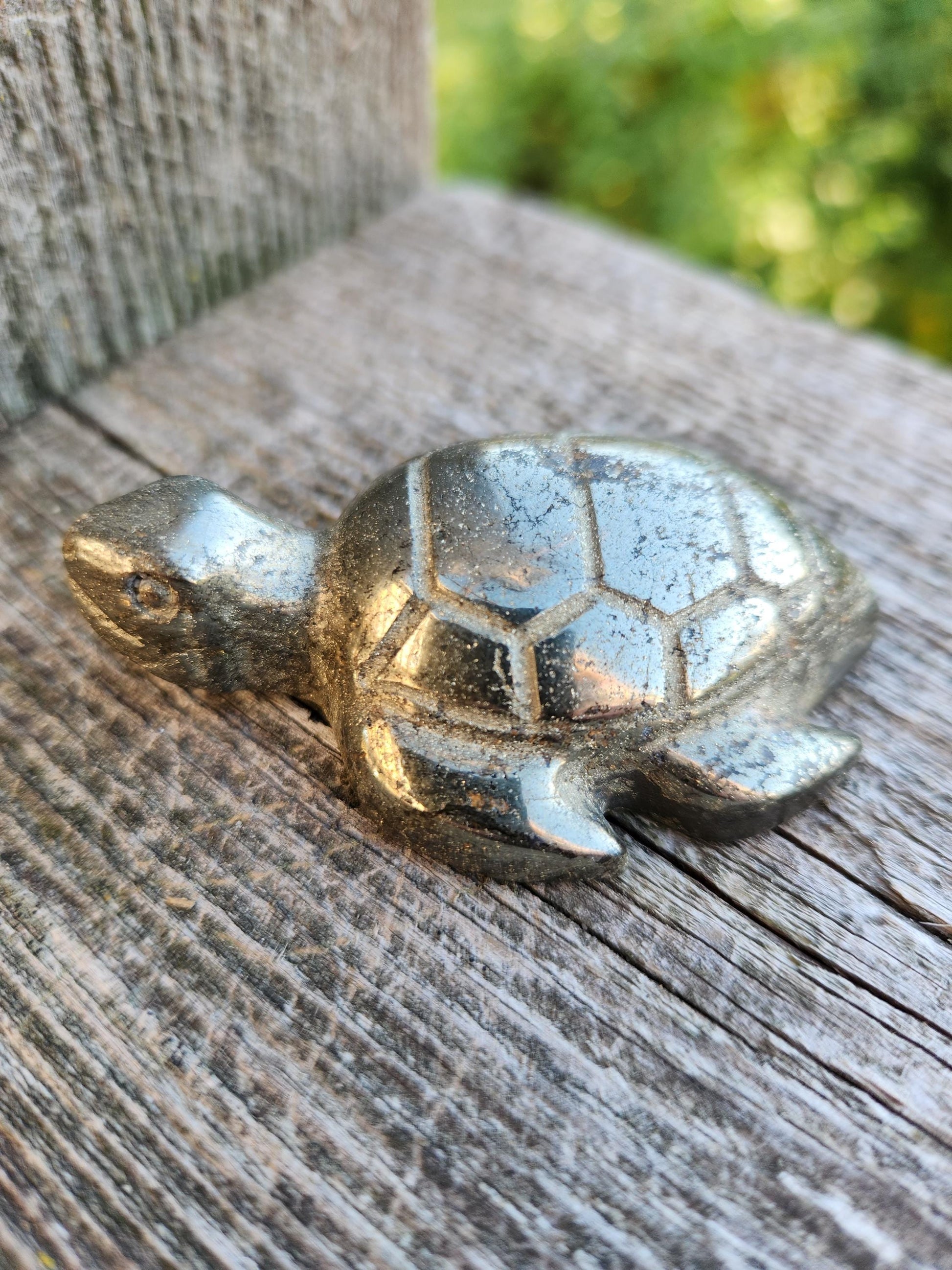 Pyrite Turtle Crystal Carving