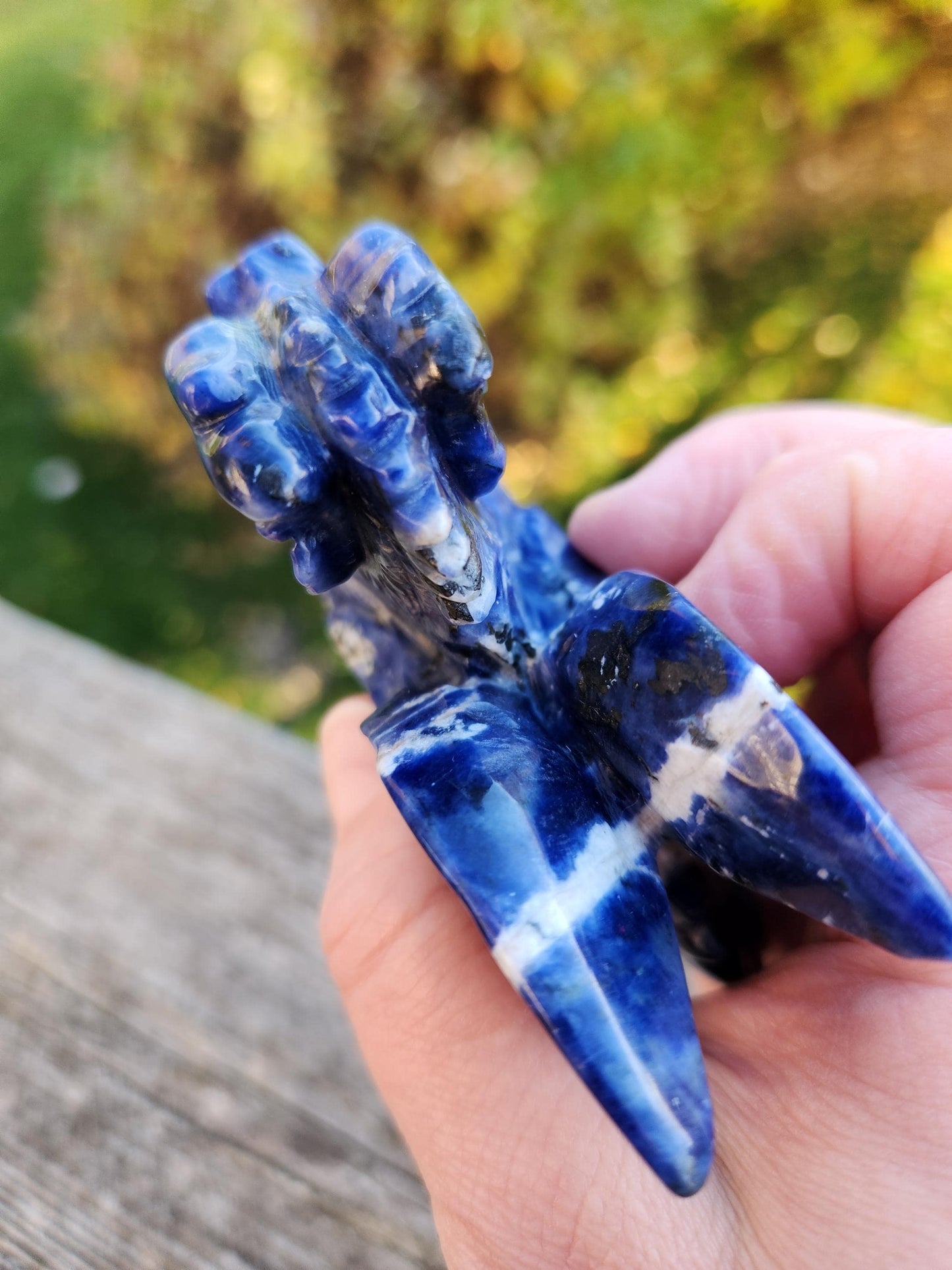 Sodalite Crystal Dragon Carving - DnD, Decor