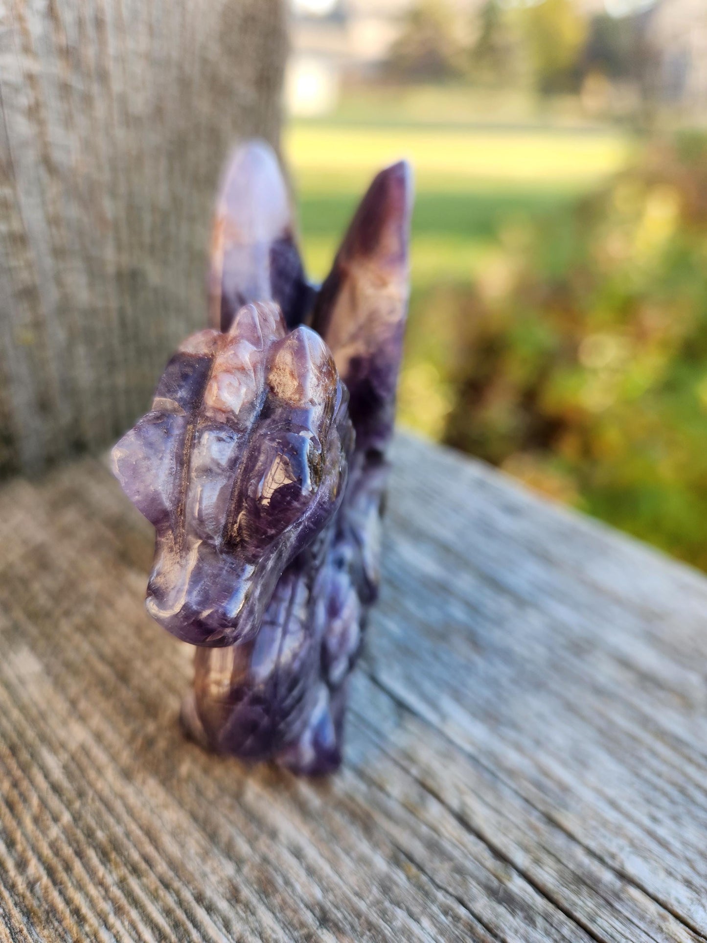 Dream Amethyst Crystal Dragon Carving - DnD, Decor
