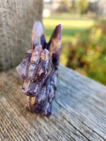 Dream Amethyst Crystal Dragon Carving - DnD, Decor