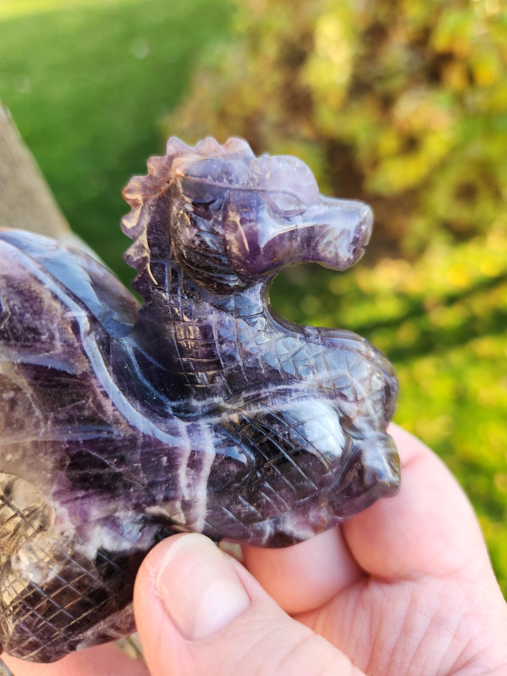 Dream Amethyst Crystal Dragon Carving - DnD, Decor