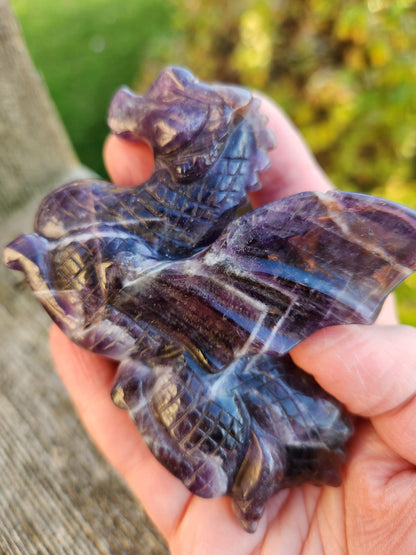 Dream Amethyst Crystal Dragon Carving - DnD, Decor