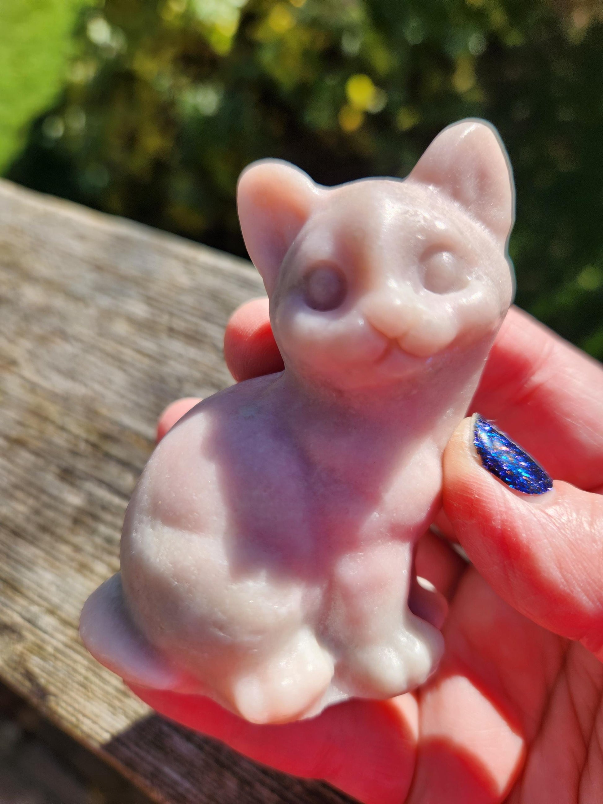 Pink Opal Carved Sitting Cat