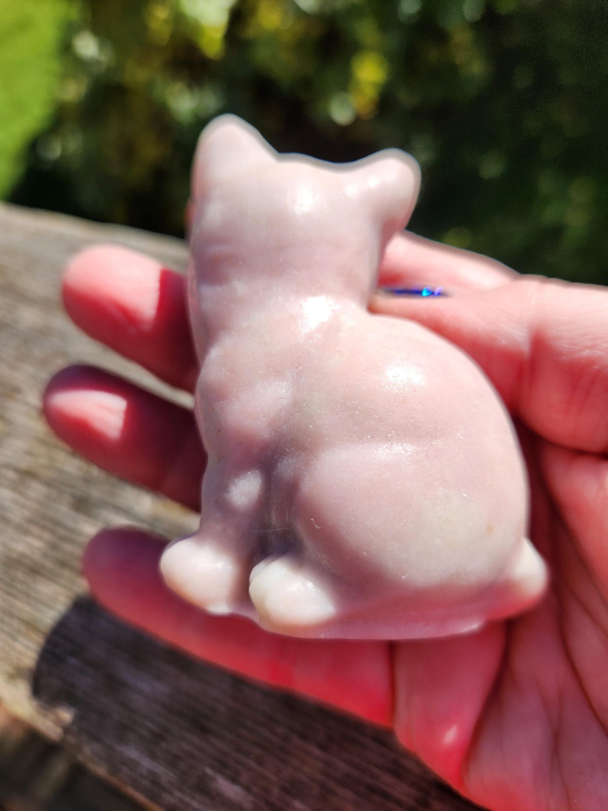 Pink Opal Carved Sitting Cat