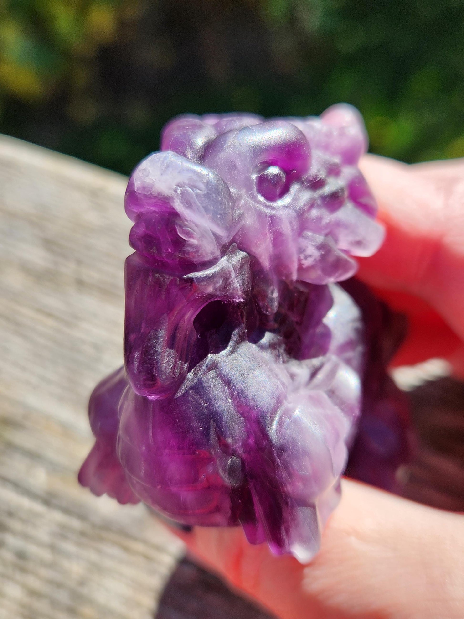 Purple Fluorite Crystal Dragon Carving - Year of the Dragon, DnD Decor