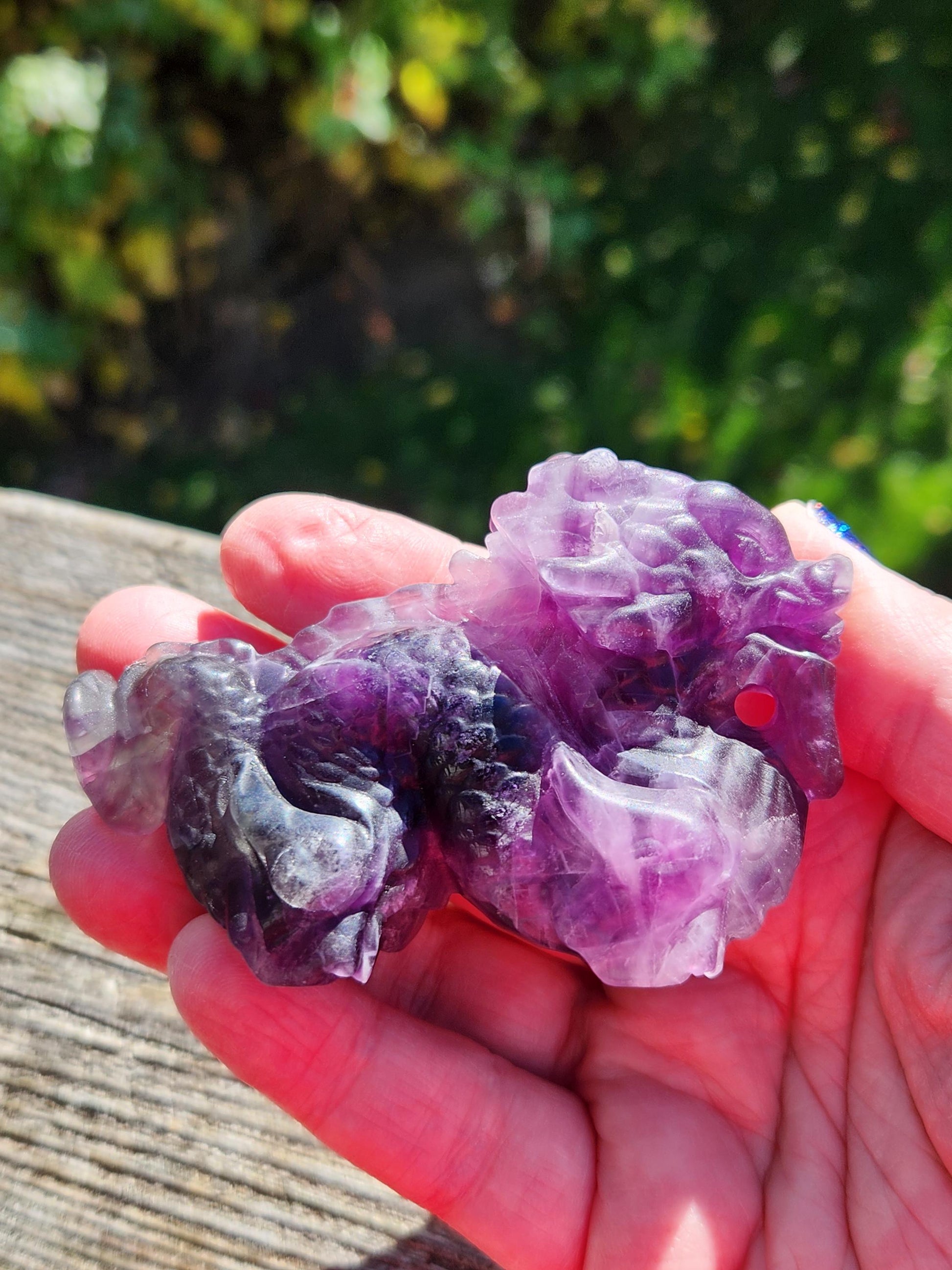 Purple Fluorite Crystal Dragon Carving - Year of the Dragon, DnD Decor