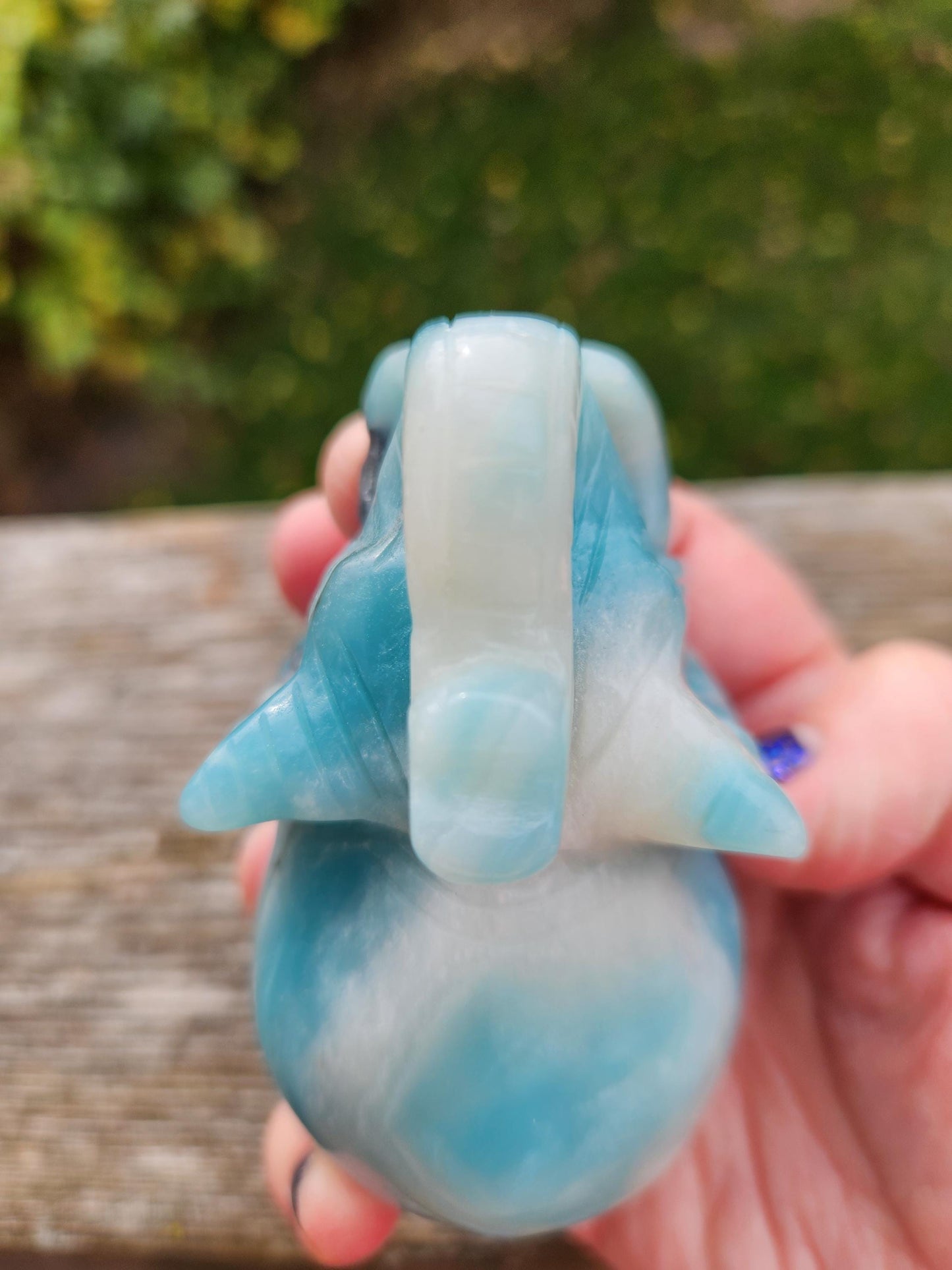 Blue Aragonite Crystal Elephant Carving