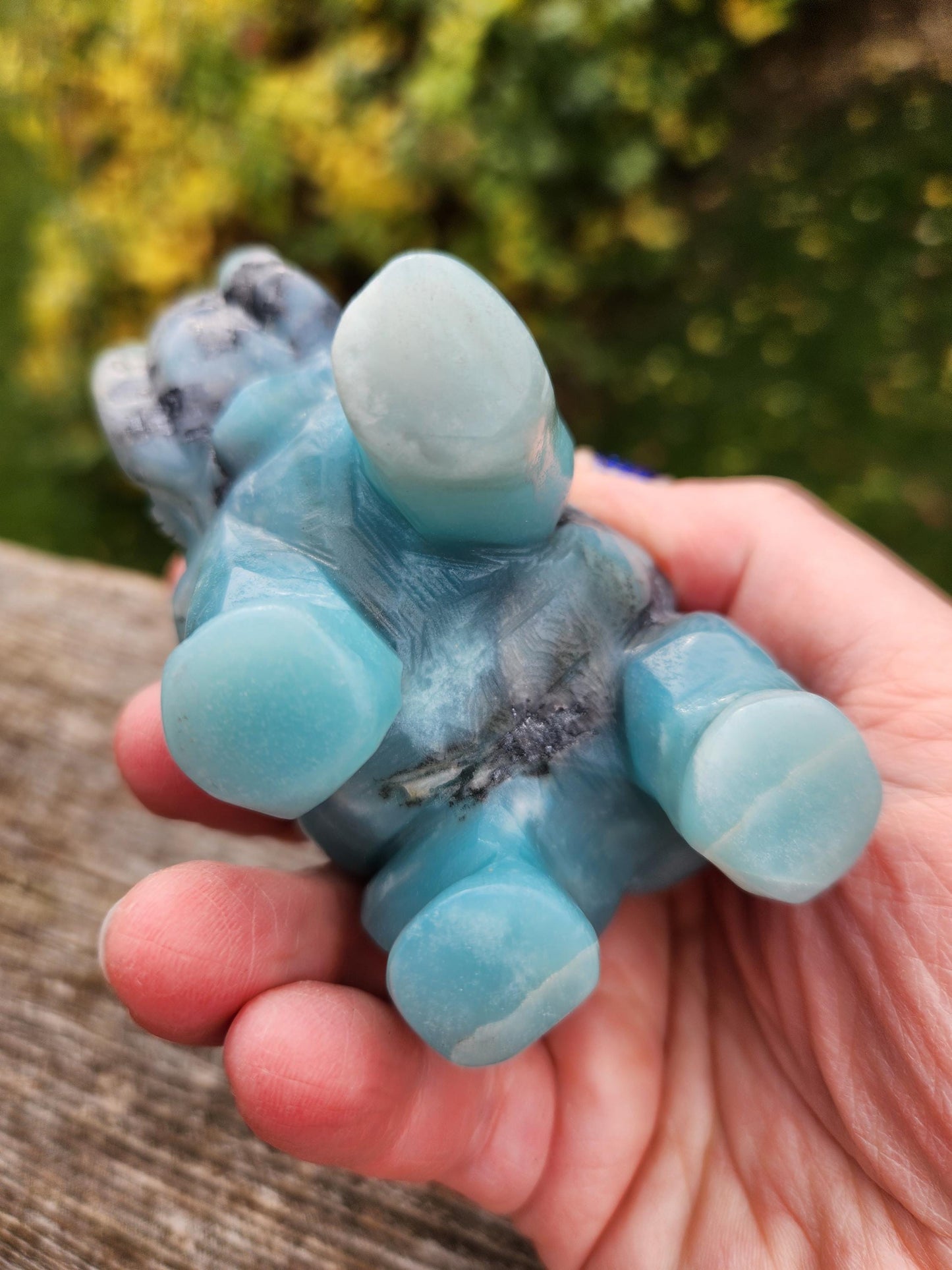 Blue Aragonite Crystal Elephant Carving