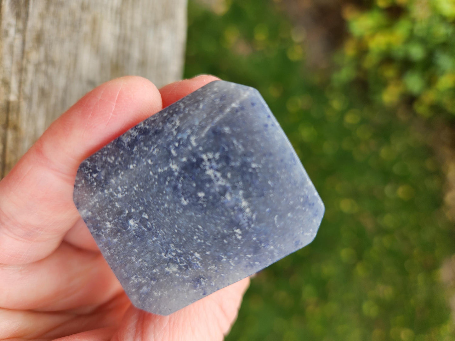 Blue Aventurine Crystal Witch with Cat & Broom Carving