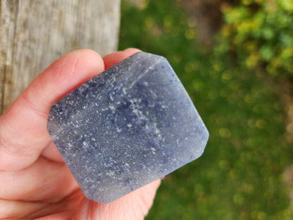 Blue Aventurine Crystal Witch with Cat & Broom Carving