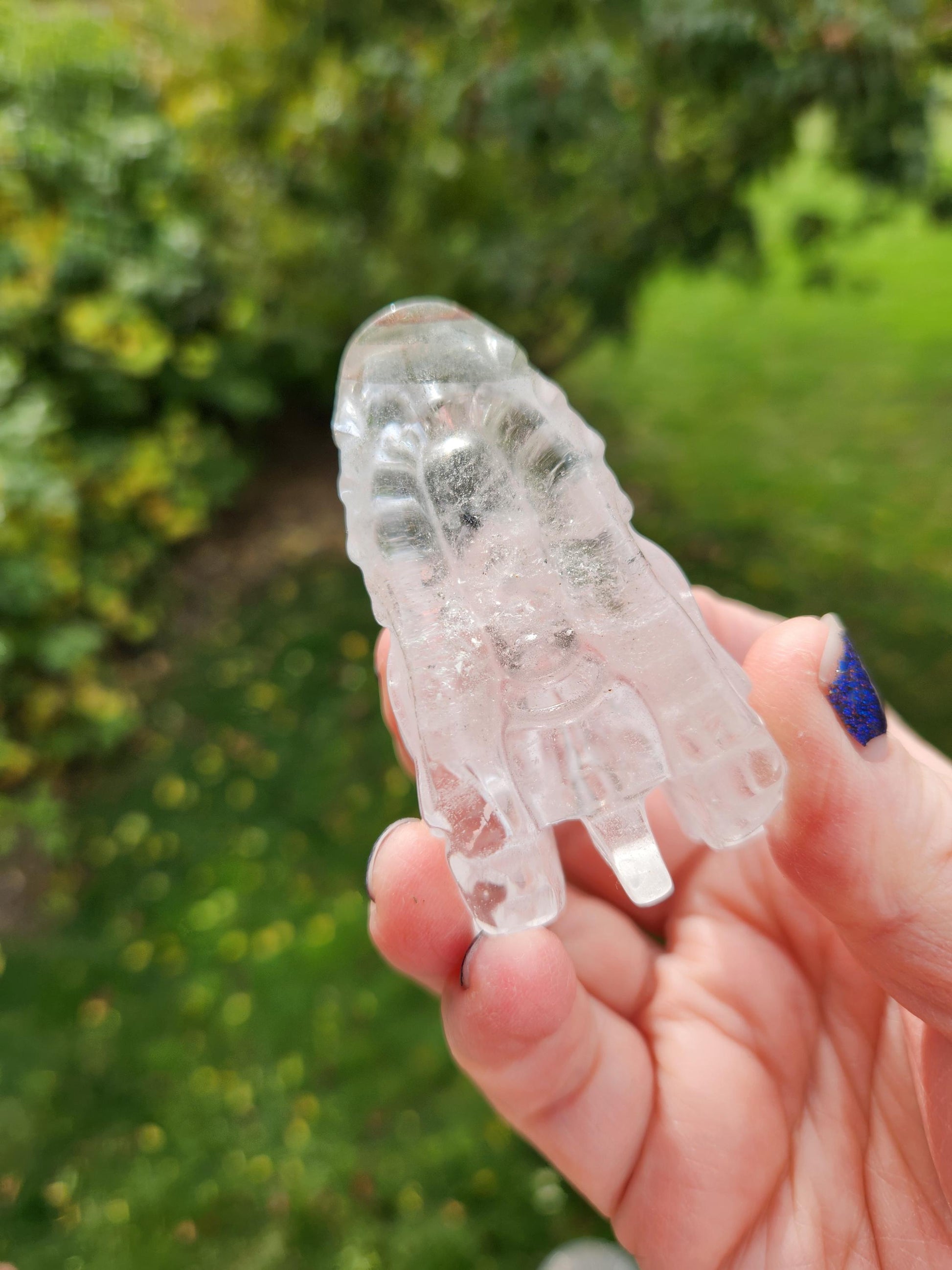Clear Quartz & Garden Quartz Crystal Carved Dragon Head, DND