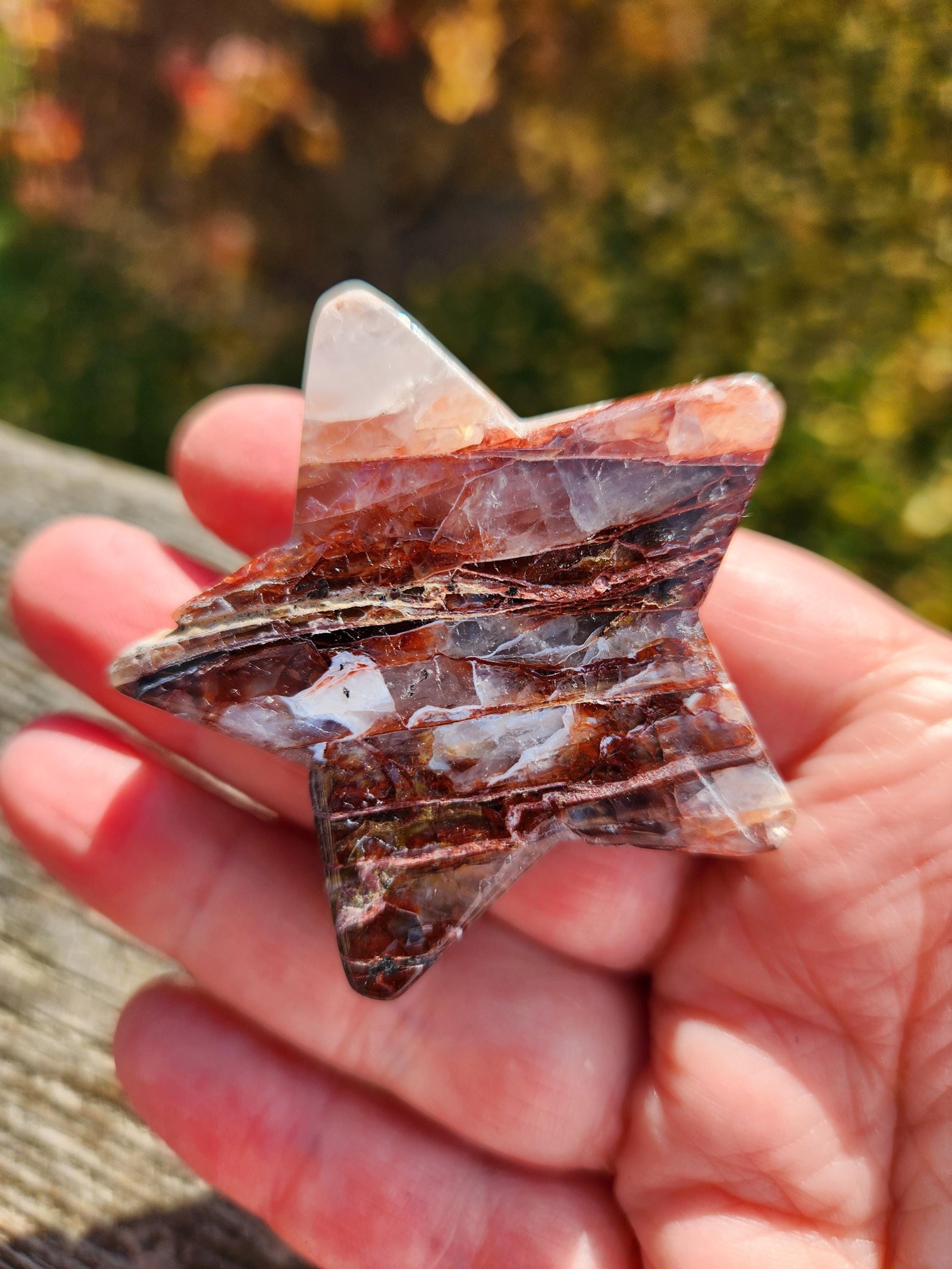 Fire Quartz Crystal Small Star: High Polish