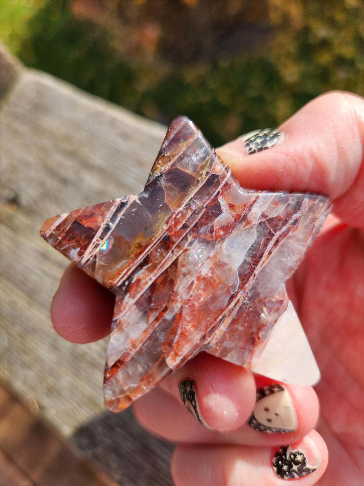 Fire Quartz Crystal Small Star: High Polish