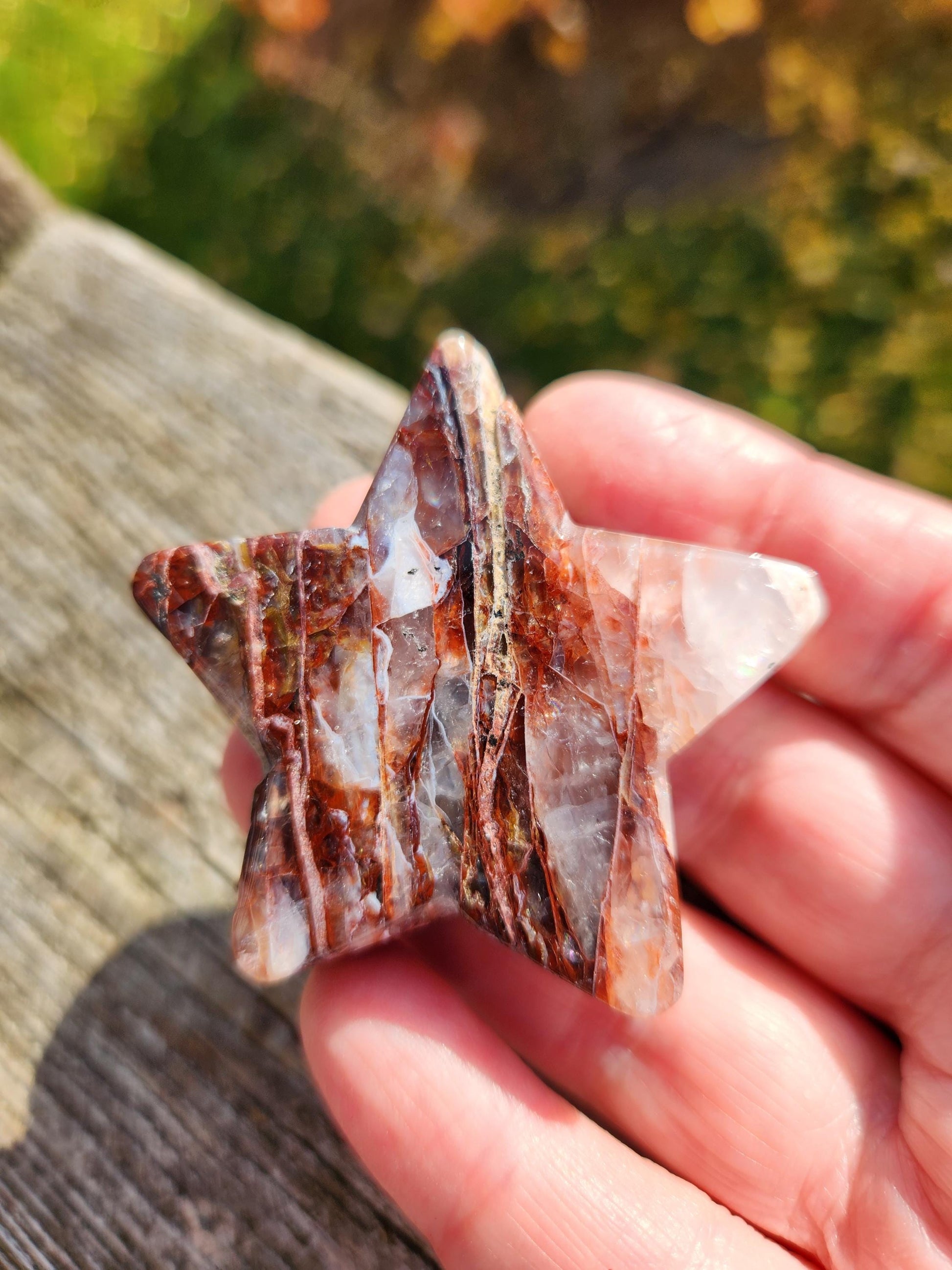 Fire Quartz Crystal Small Star: High Polish