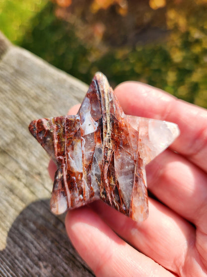 Fire Quartz Crystal Small Star: High Polish