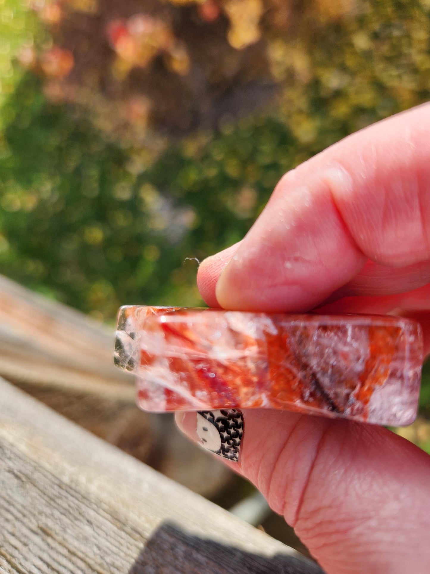 Fire Quartz Crystal Small Star, High Polish Pocket Stone