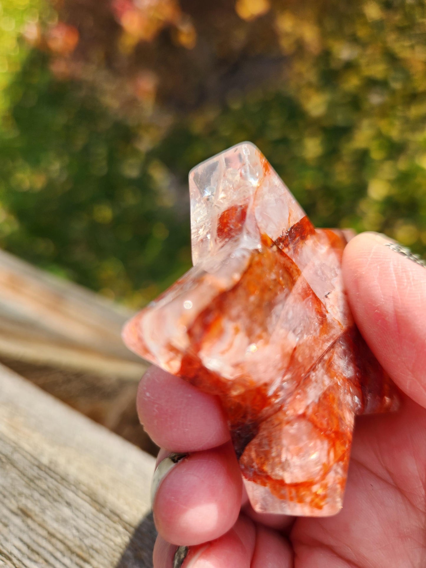 Fire Quartz Crystal Small Star, High Polish Pocket Stone