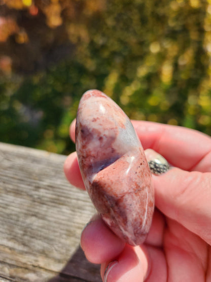 Strawberry Onyx Crystal Heart with Druzy - High Polish AAA Grade