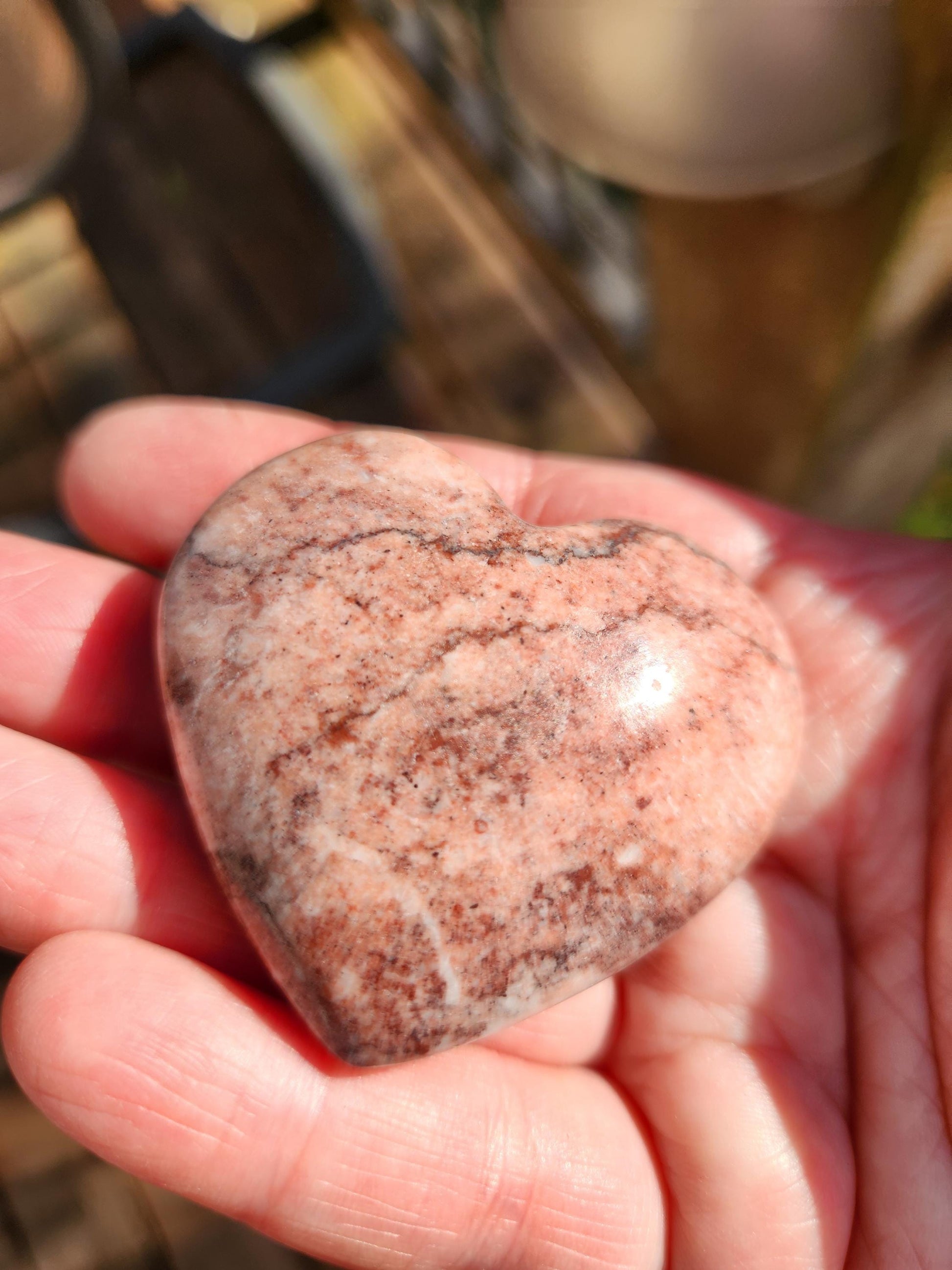 AAA Strawberry Onyx Crystal Heart, Buttery Polish