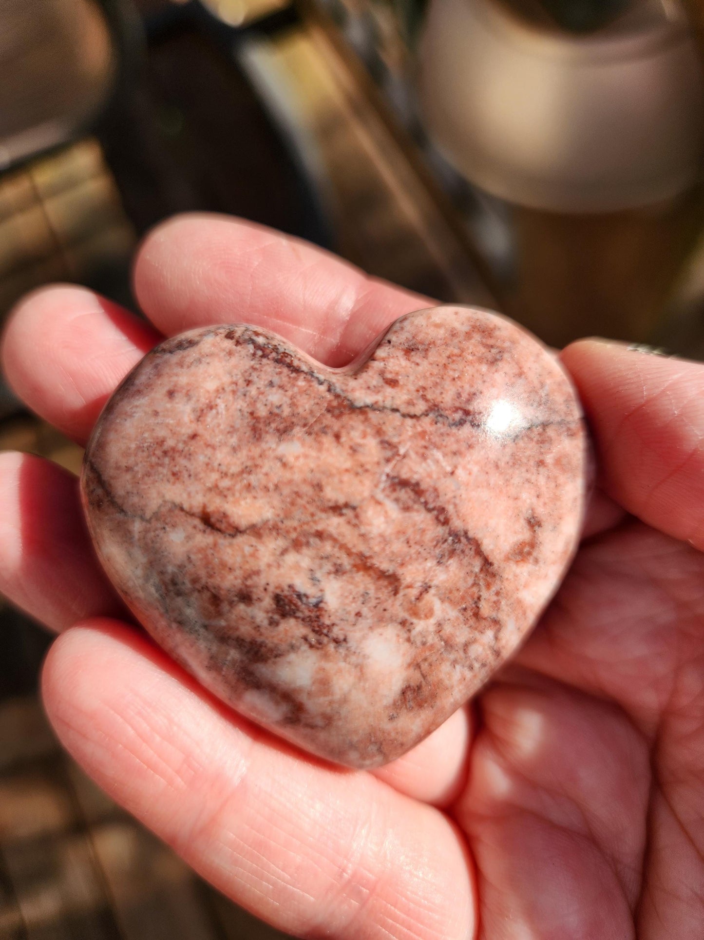 AAA Strawberry Onyx Crystal Heart, Buttery Polish