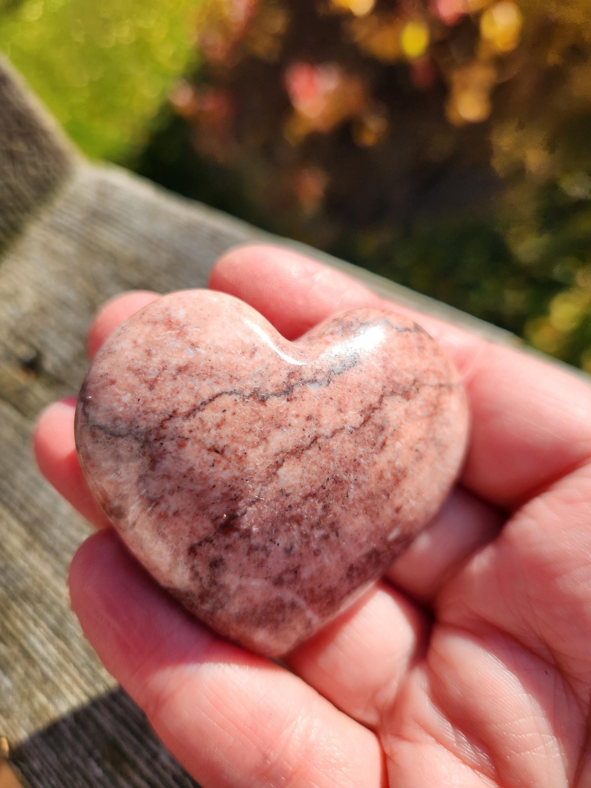 AAA Strawberry Onyx Crystal Heart, Buttery Polish