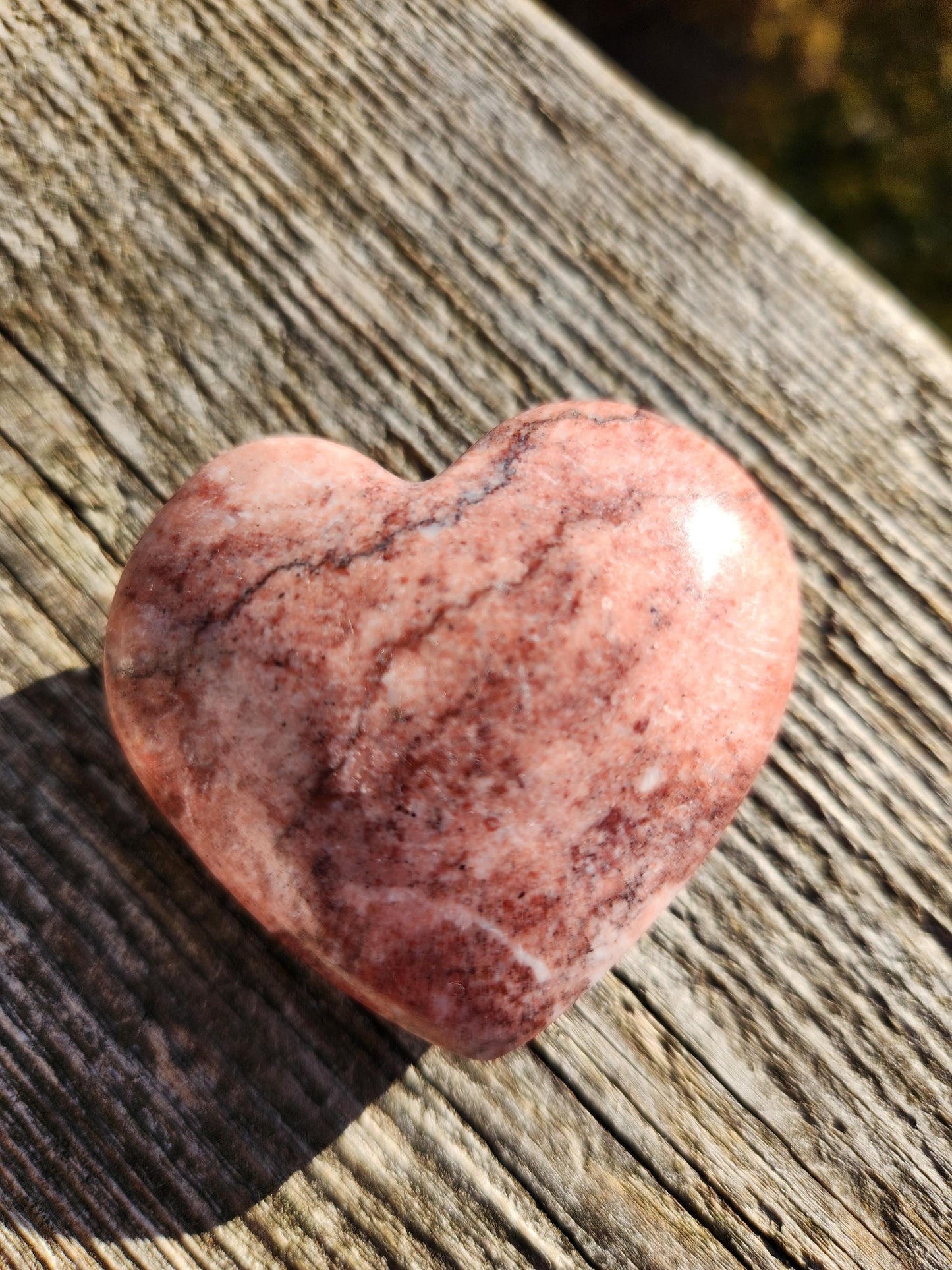 AAA Strawberry Onyx Crystal Heart, Buttery Polish