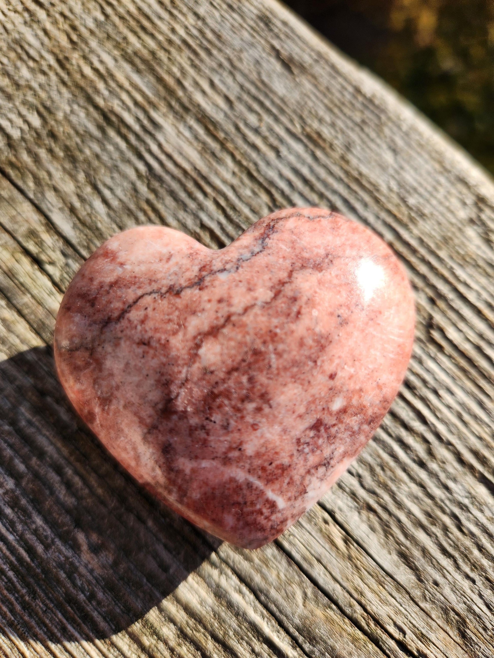 AAA Strawberry Onyx Crystal Heart, Buttery Polish