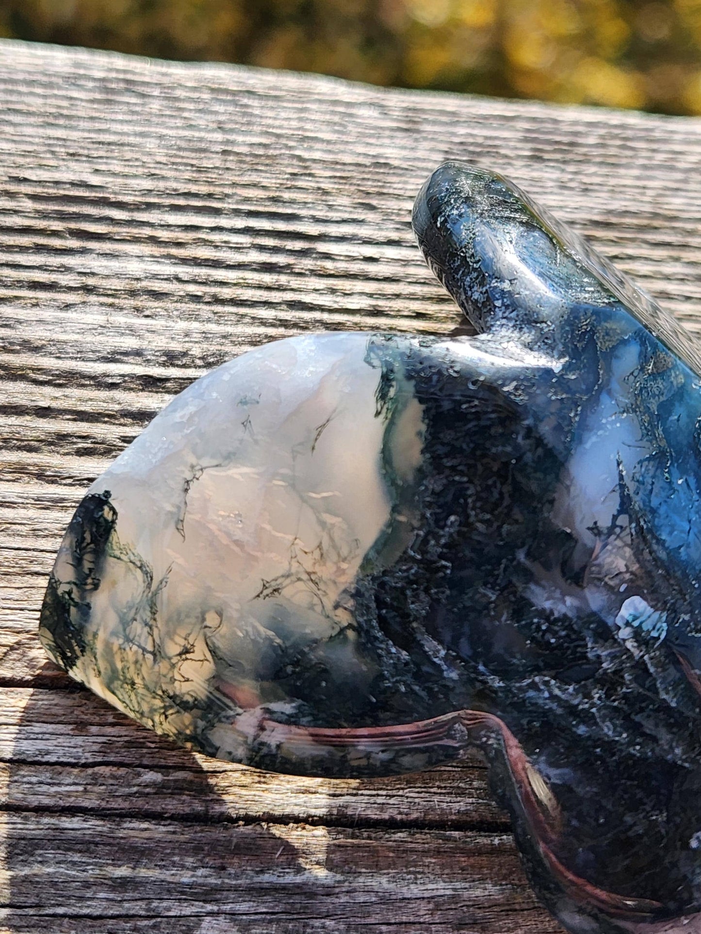 Moss Agate Carved Crystal Butterfly Self-Standing