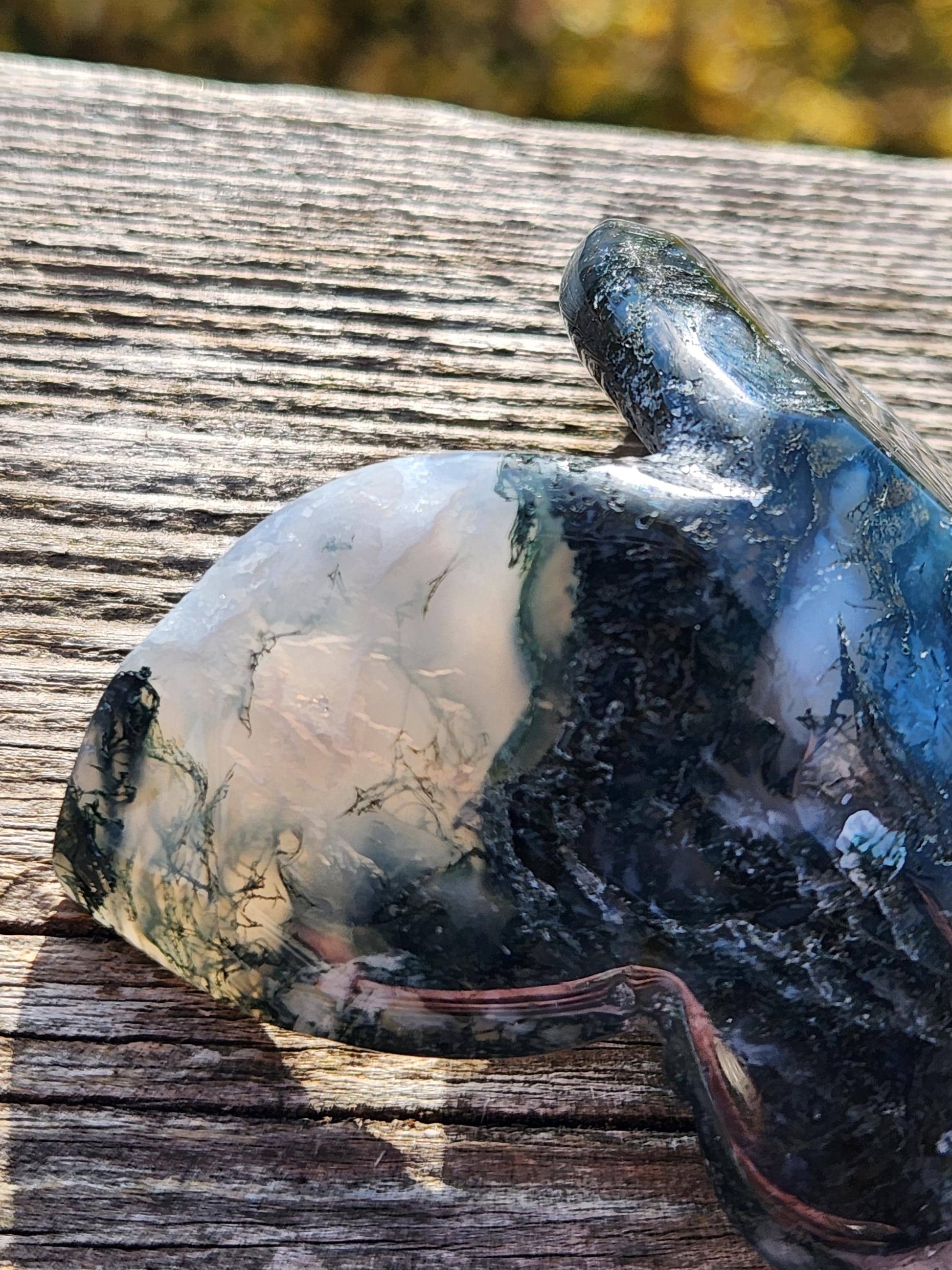 Moss Agate Carved Crystal Butterfly Self-Standing