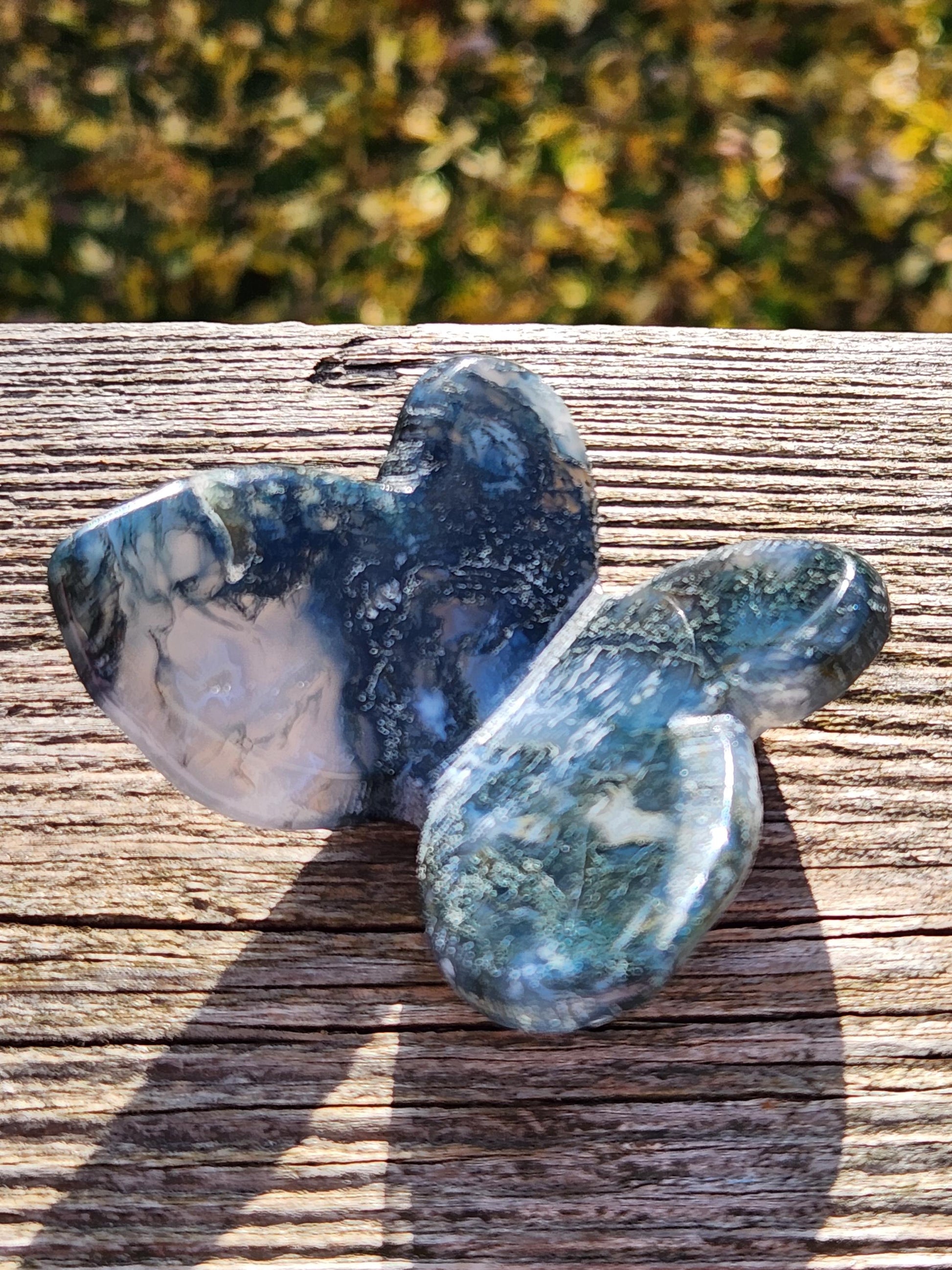 Moss Agate Carved Crystal Butterfly Self-Standing