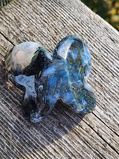 Moss Agate Carved Crystal Butterfly Self-Standing