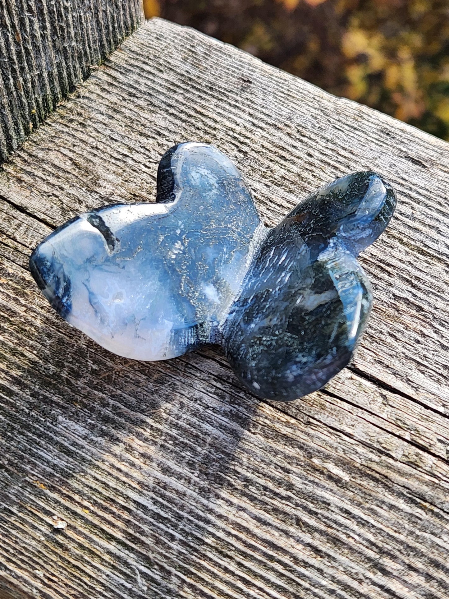 Moss Agate Carved Crystal Butterfly Self-Standing