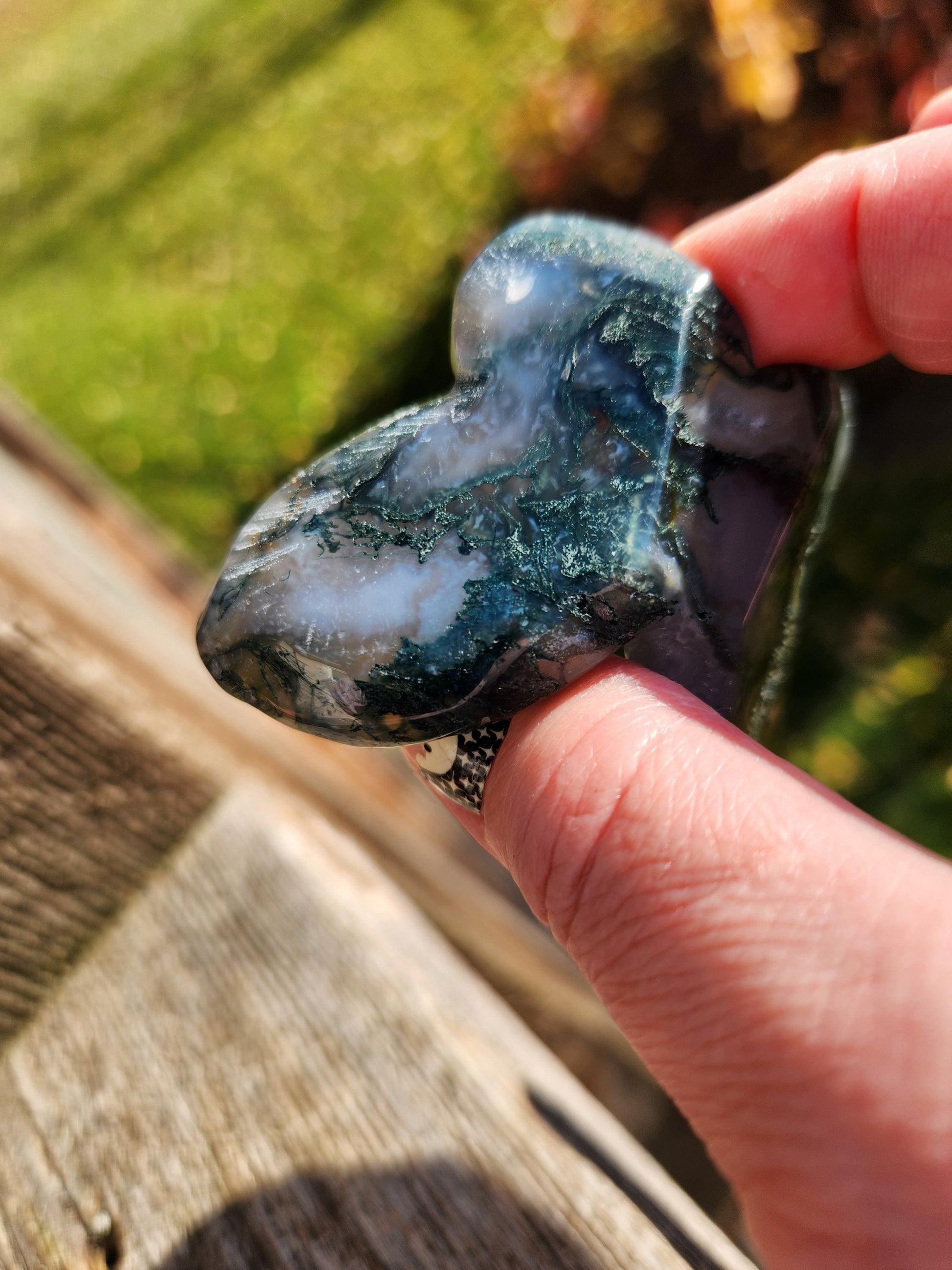 Moss Agate Carved Crystal Butterfly Self-Standing