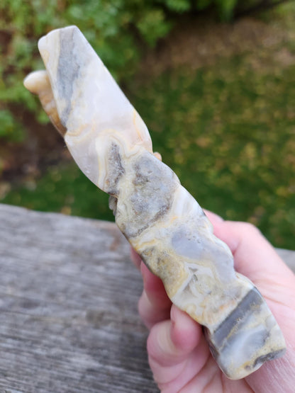 Natural Crazy Lace Agate Crystal Carved Full Body Dragon, DND
