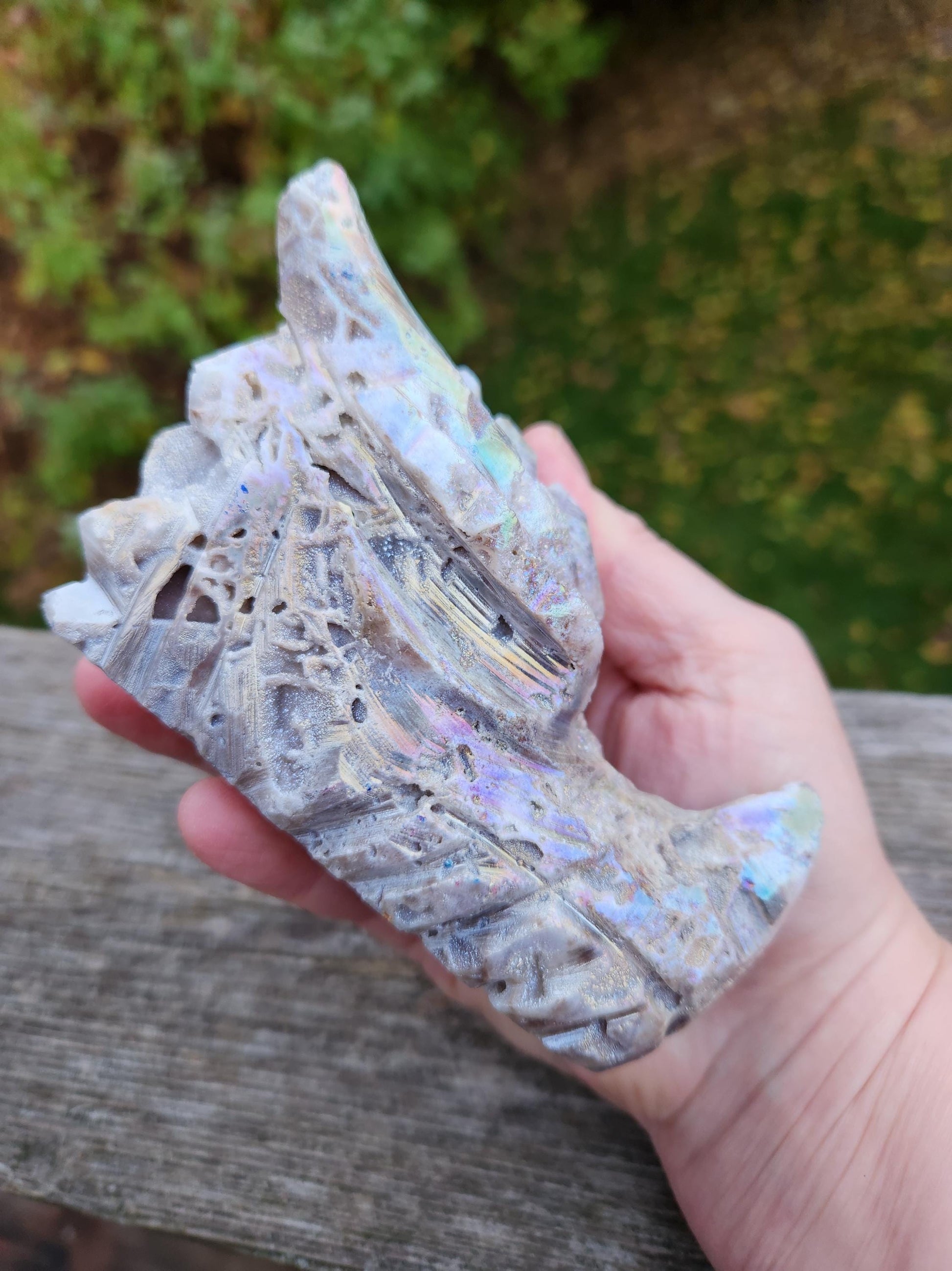 Angel Aura Sphalerite Carved Crystal Dragon Head, DND