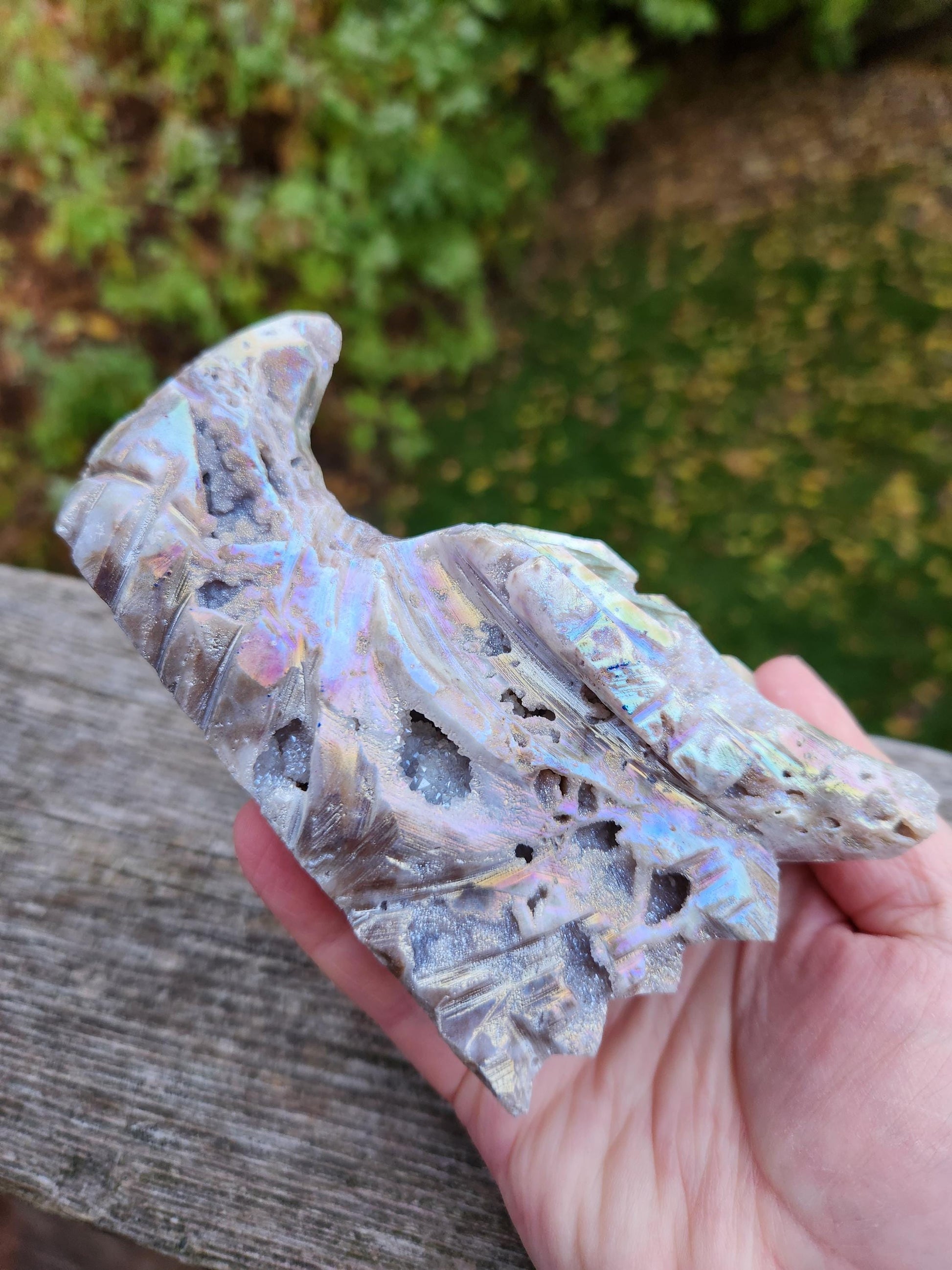 Angel Aura Sphalerite Carved Crystal Dragon Head, DND