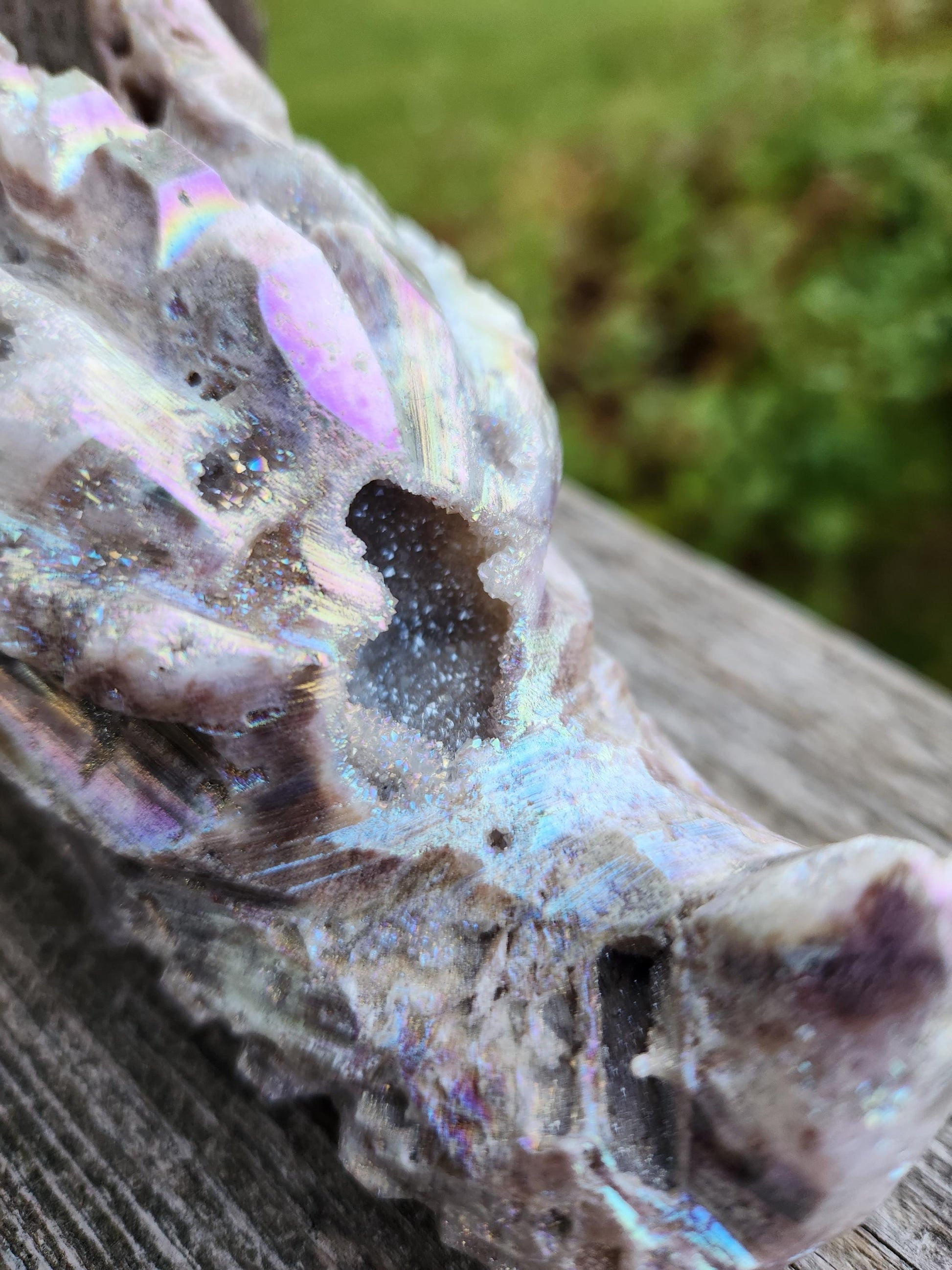 Angel Aura Sphalerite Carved Crystal Dragon Head, DND