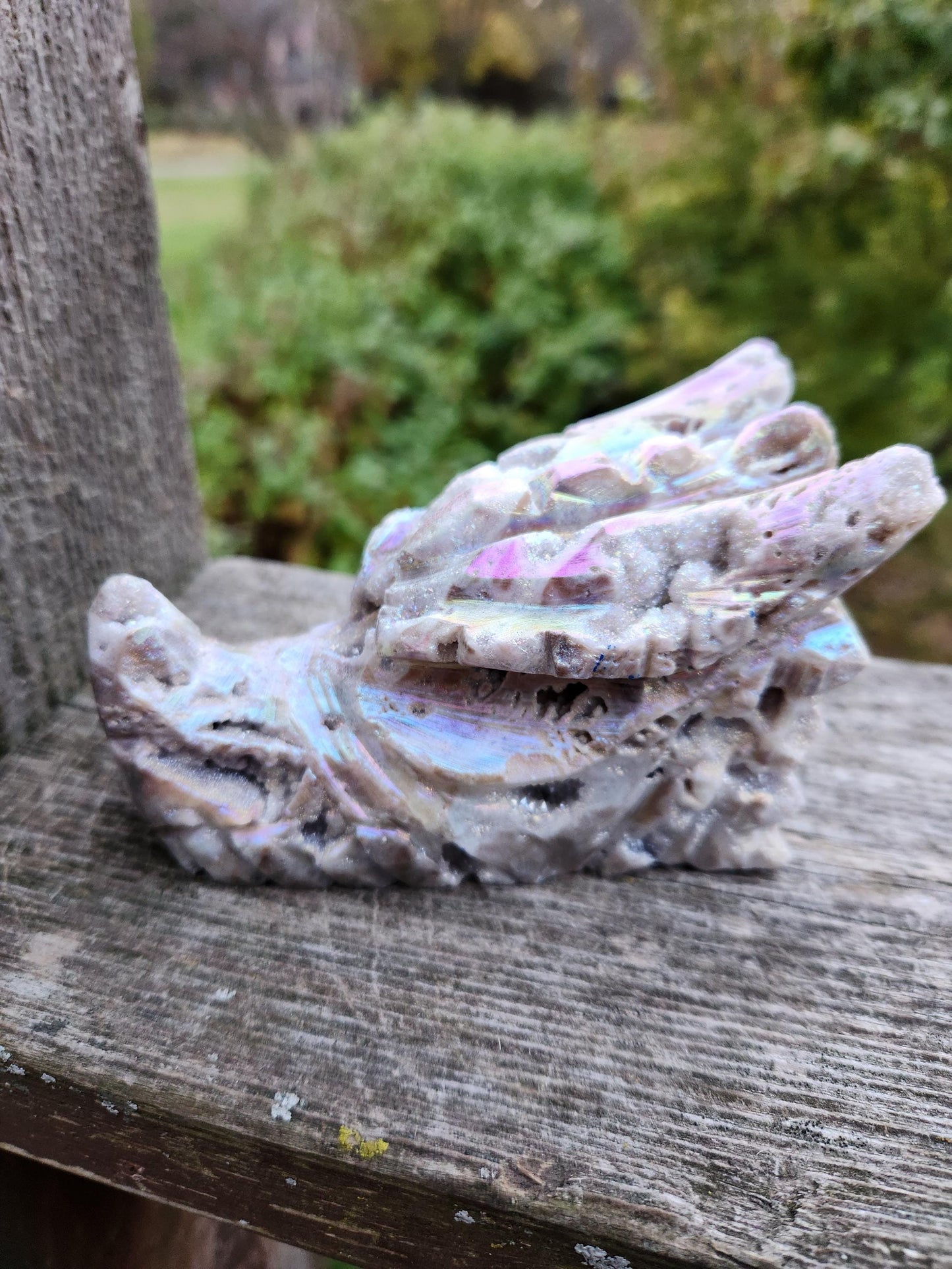 Angel Aura Sphalerite Carved Crystal Dragon Head, DND