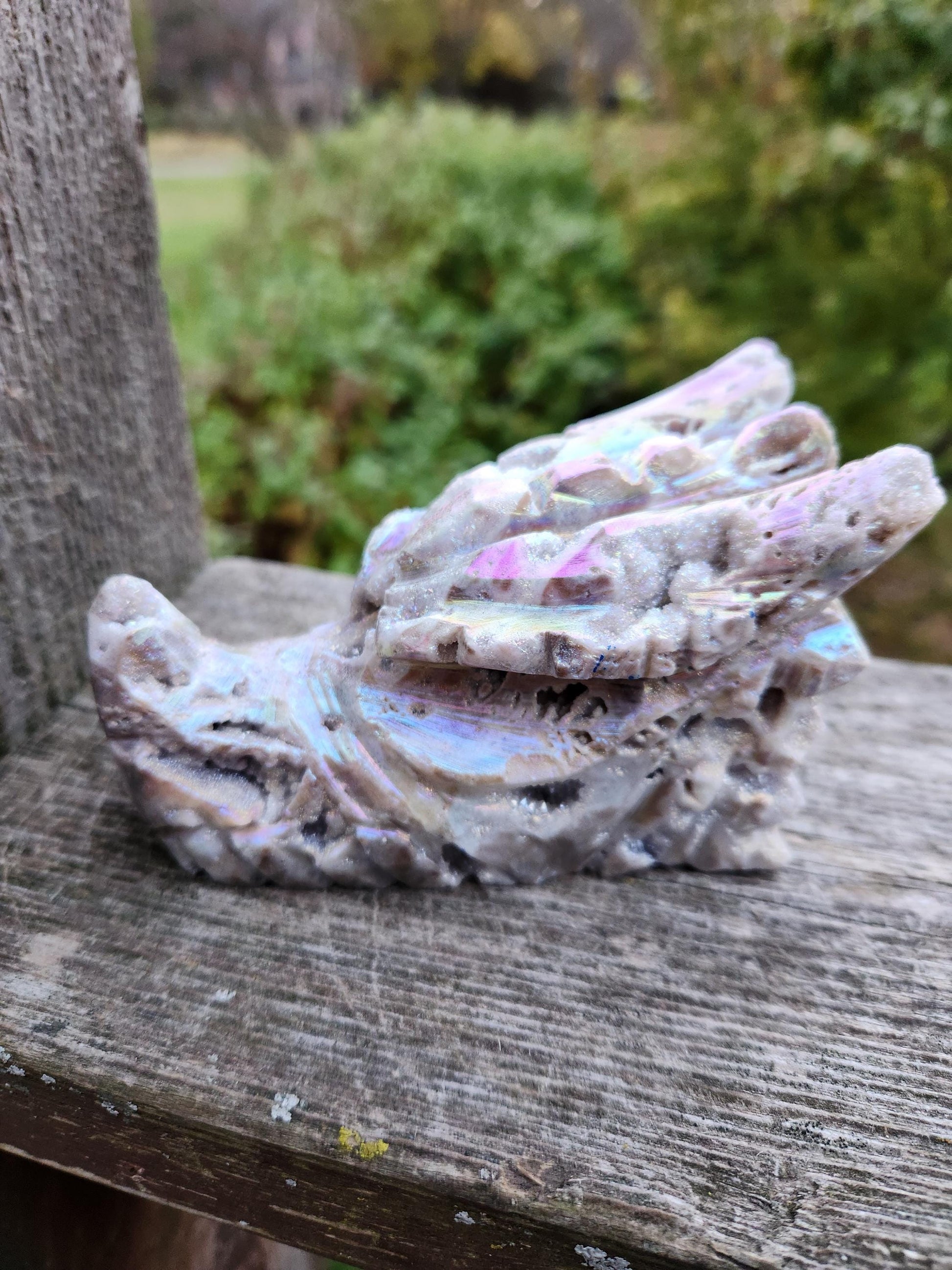Angel Aura Sphalerite Carved Crystal Dragon Head, DND