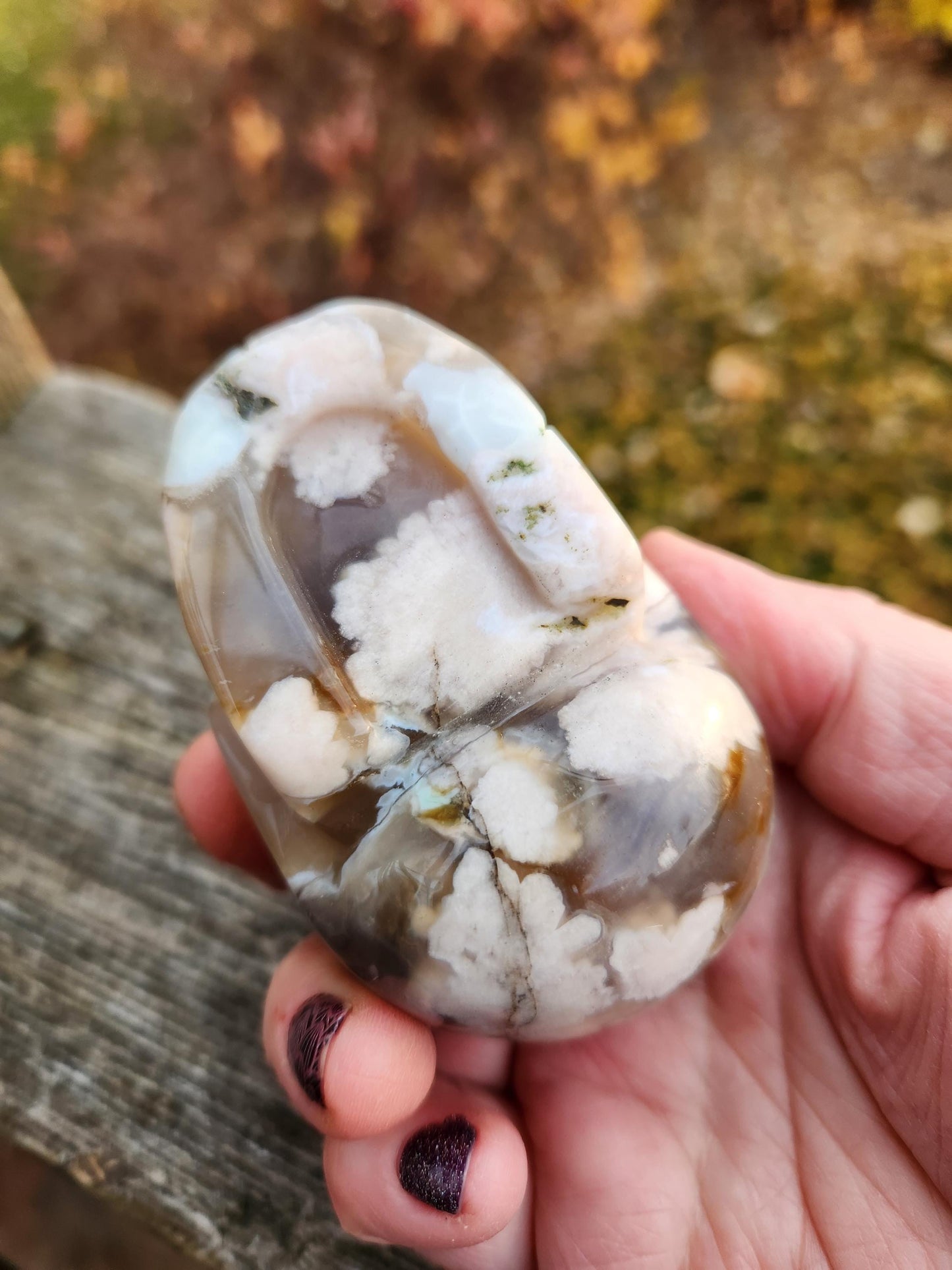 Flower Agate Crystal Skull with Flower Plumes