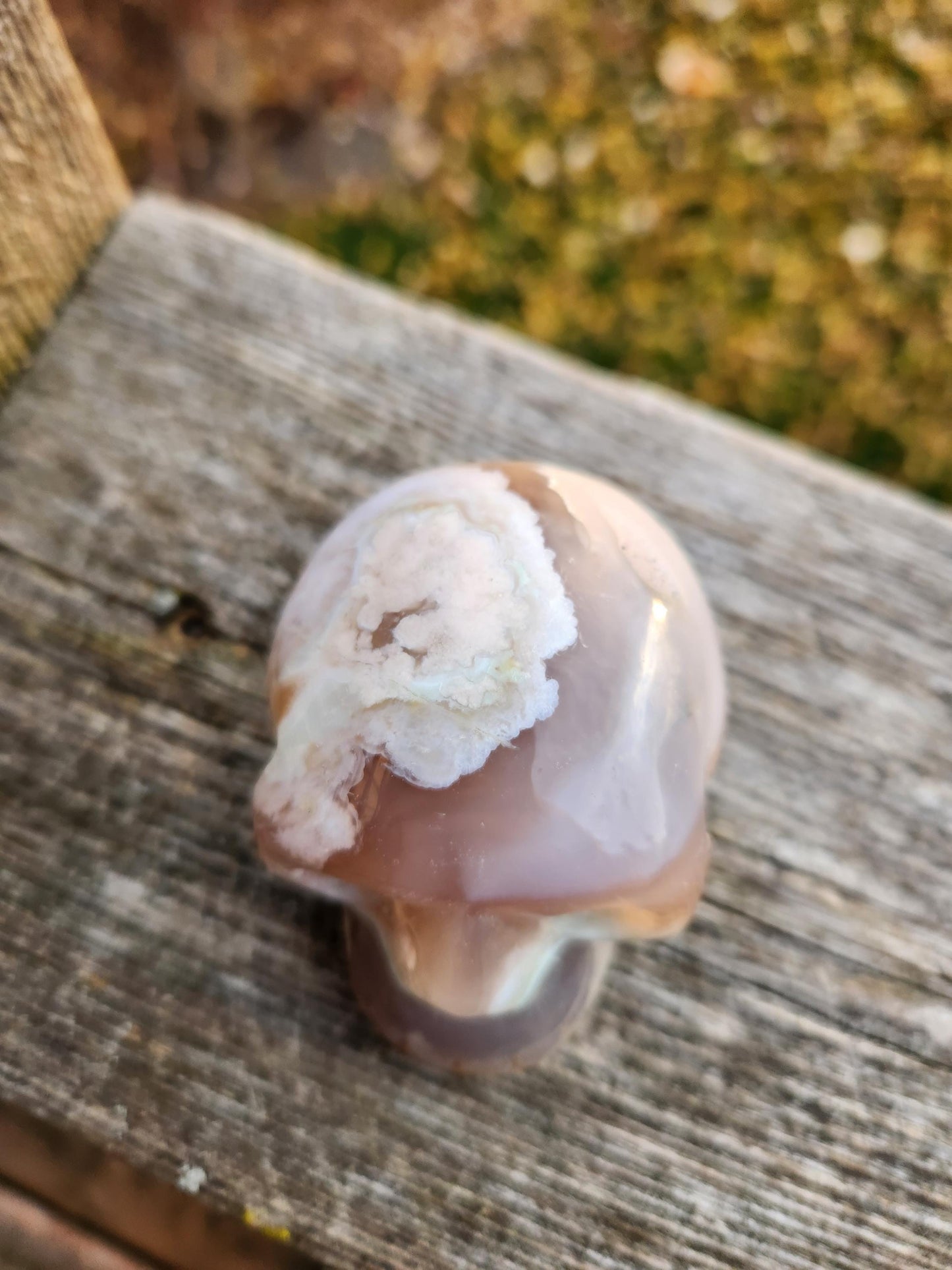 Flower Agate Crystal Skull with Flower Plumes