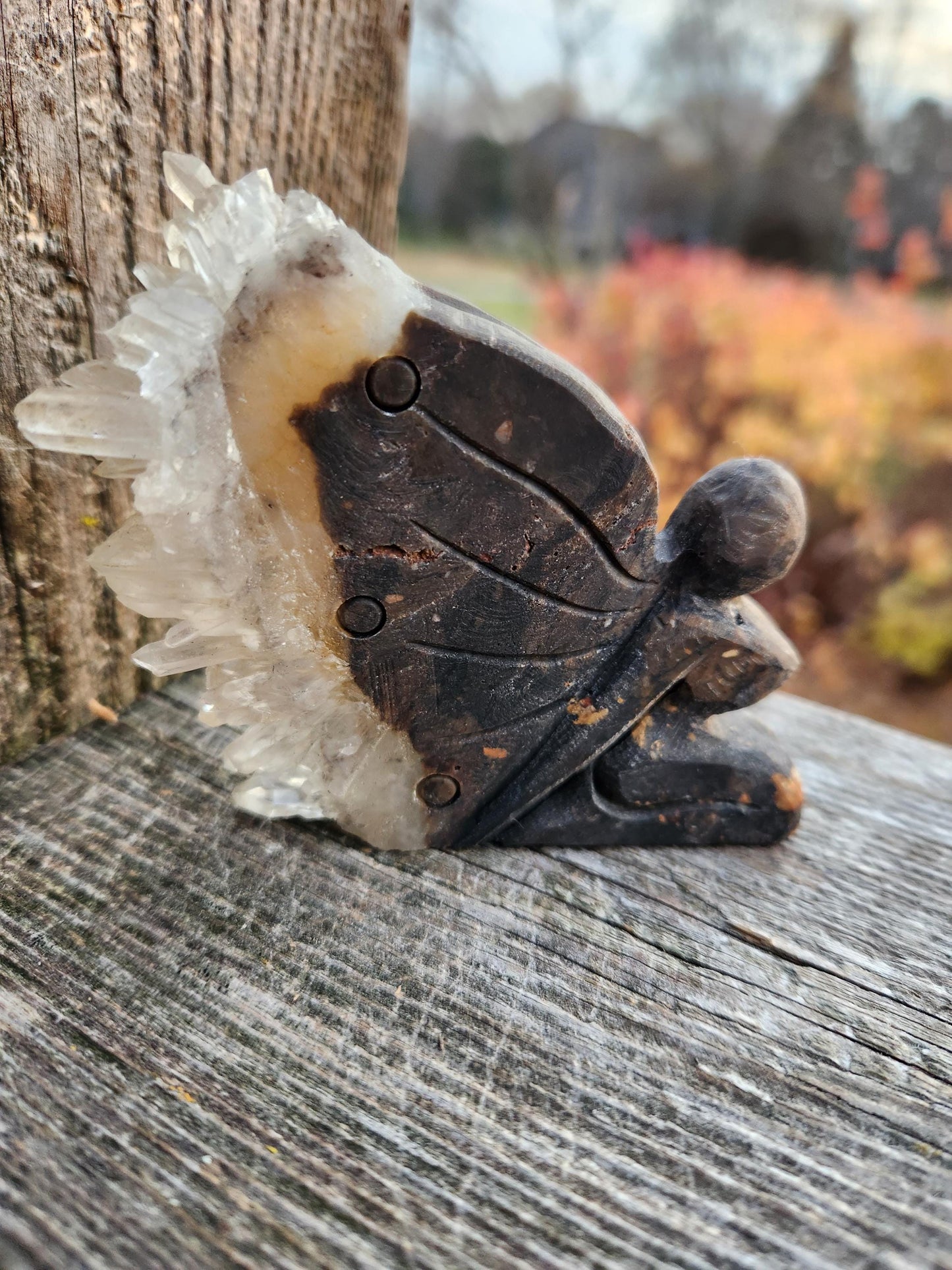Super Unique Clear Quartz with Matrix Angel Or Fairy Carving Natural Stone Crystal