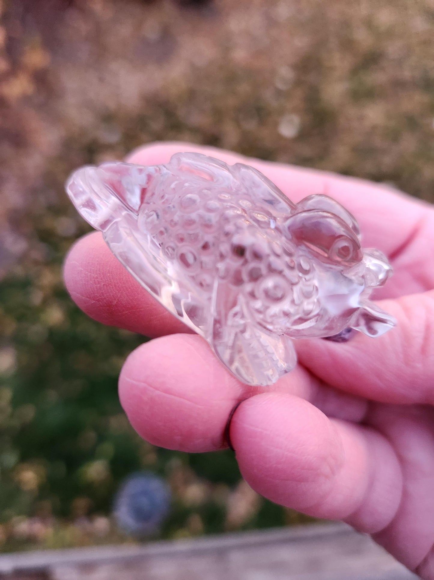 Slight Smoky Quartz Money Toad: AAA Crystal Carving