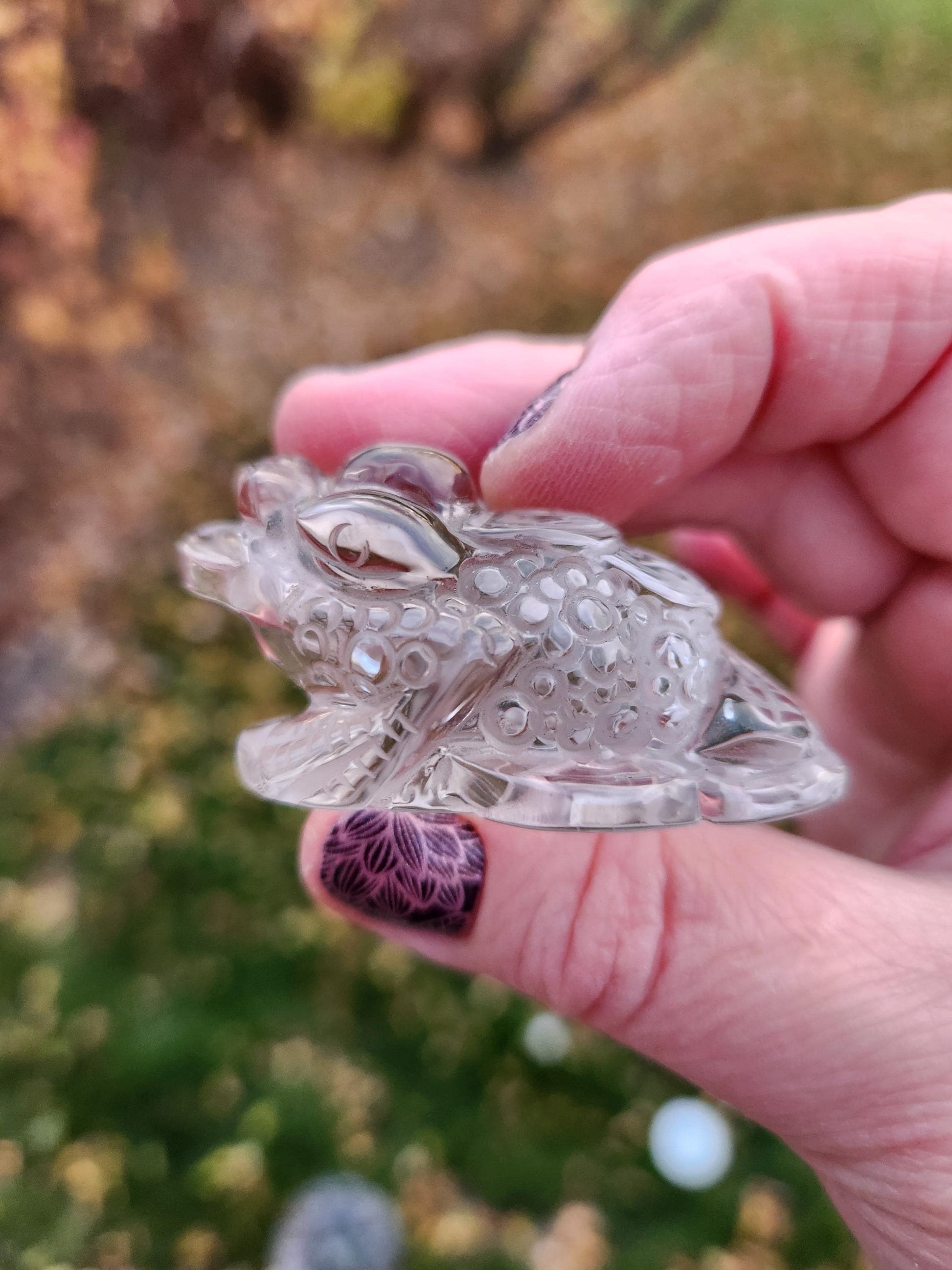 Slight Smoky Quartz Money Toad: AAA Crystal Carving